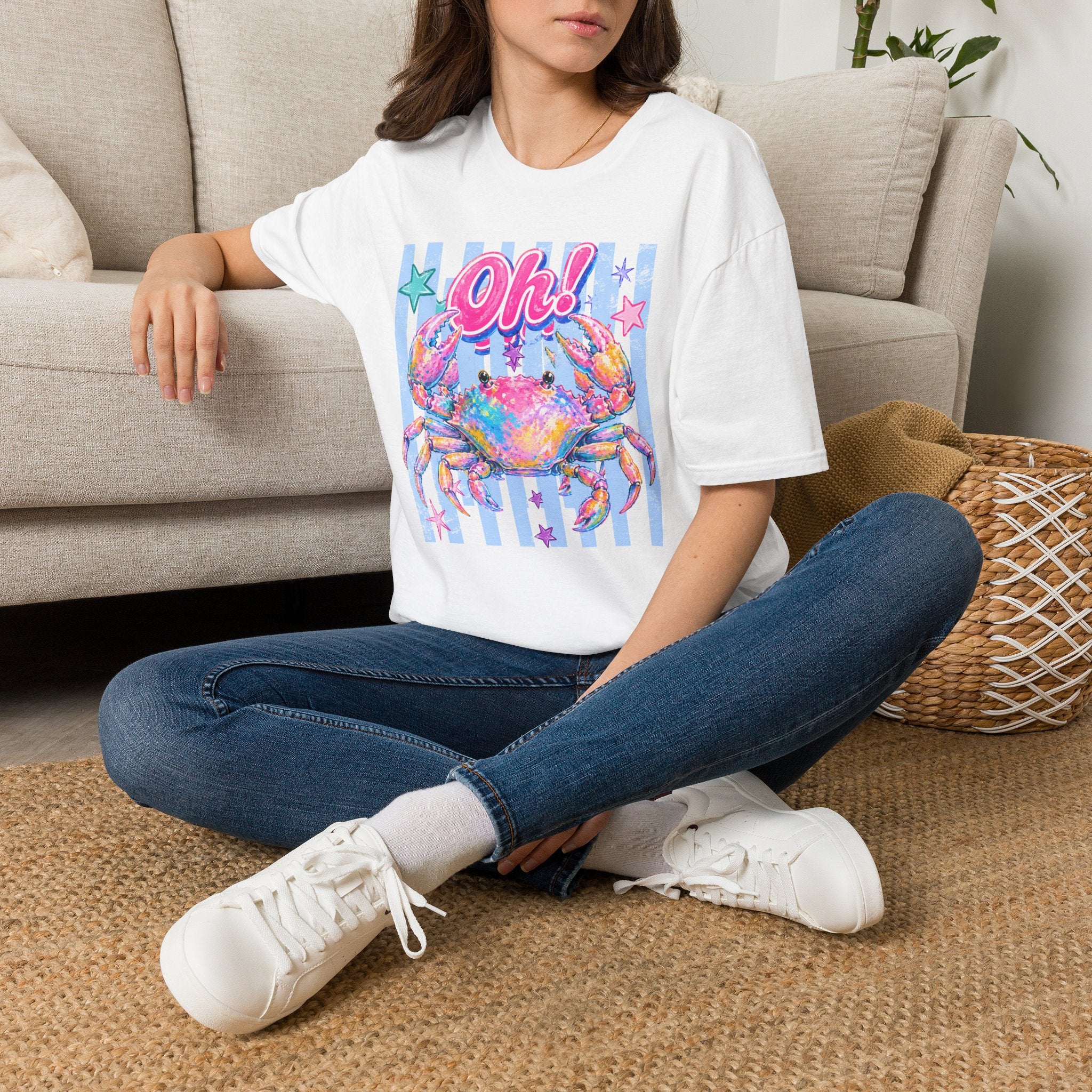 Crab "Oh!" Graphic T‑Shirt — Colorful Coastal Beach Tee