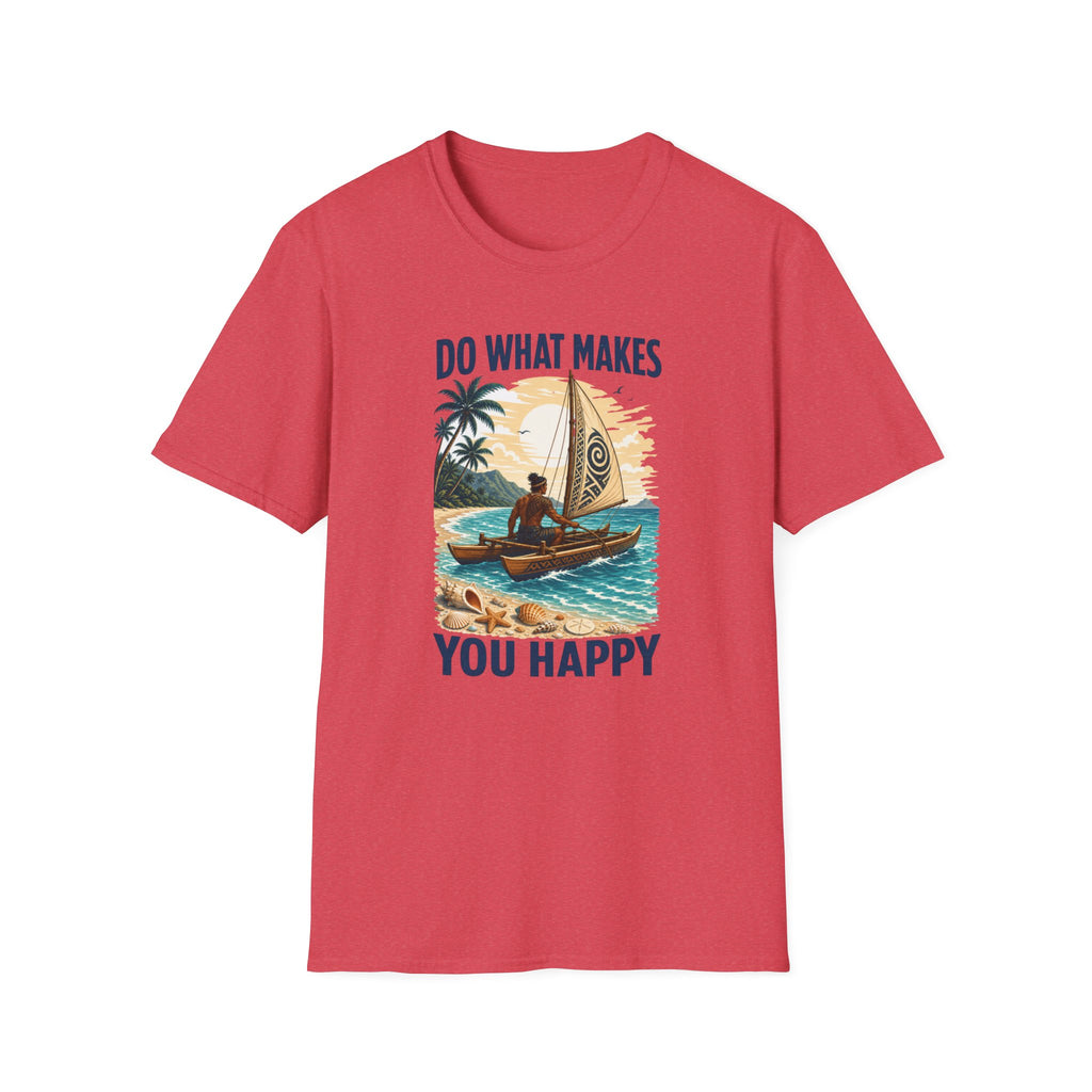 T-Shirt — "Do What Makes You Happy" Catamaran Sailboat Tropical Graphic Tee