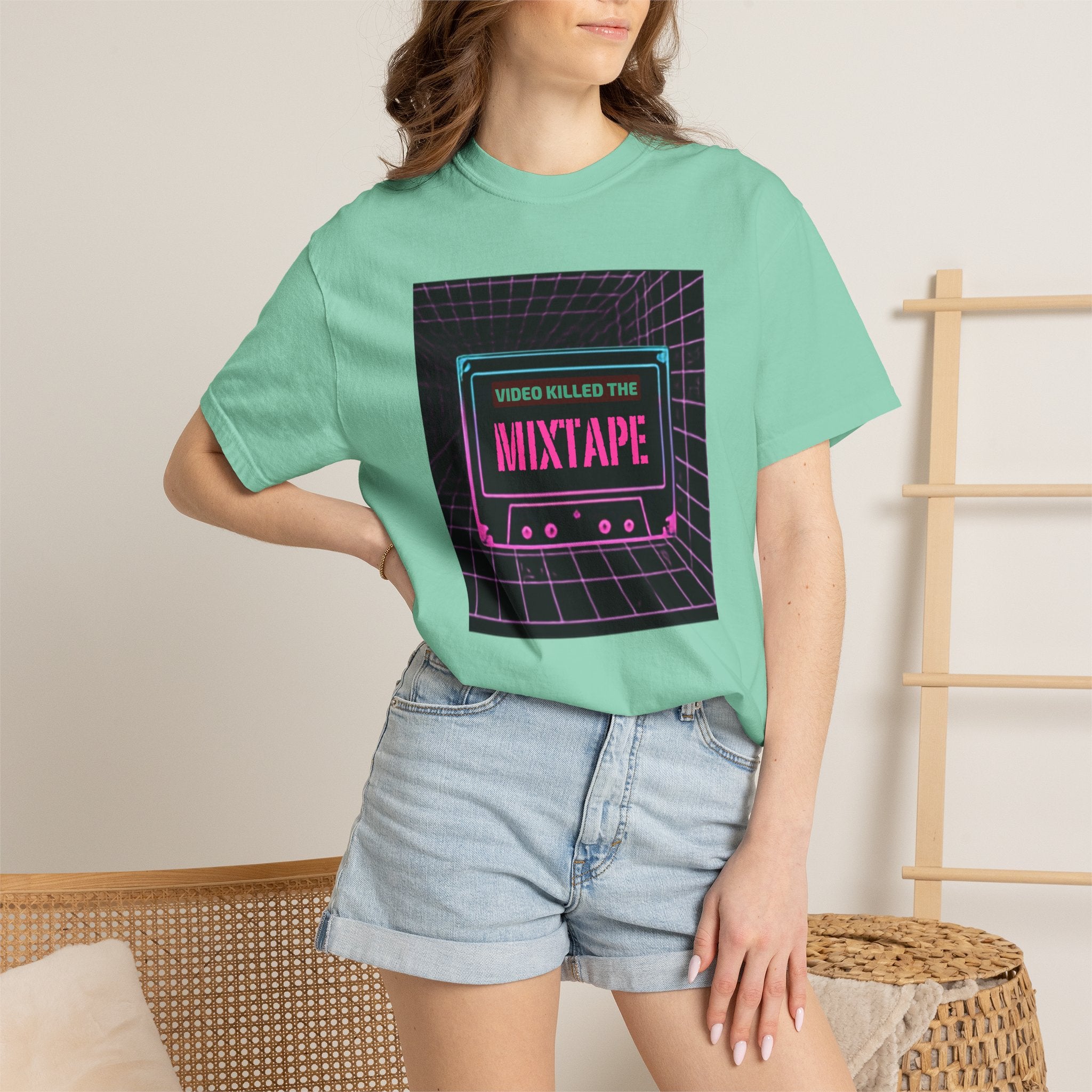 Cassette Mixtape T-Shirt — "Video Killed the Mixtape" Retro 80s Vaporwave Tee