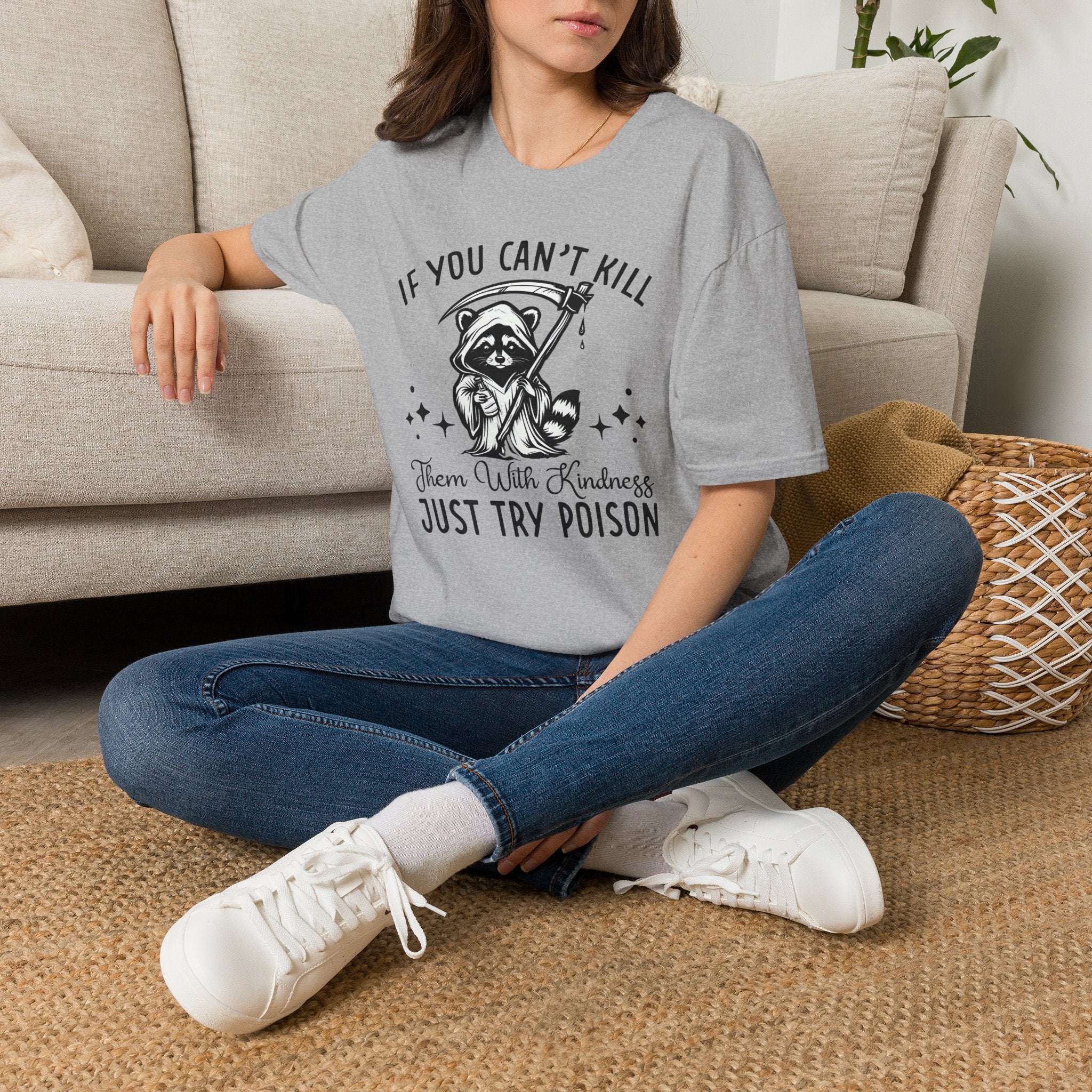 If You Can’t Kill Raccoon Tee — Funny Grim Reaper Graphic T-Shirt