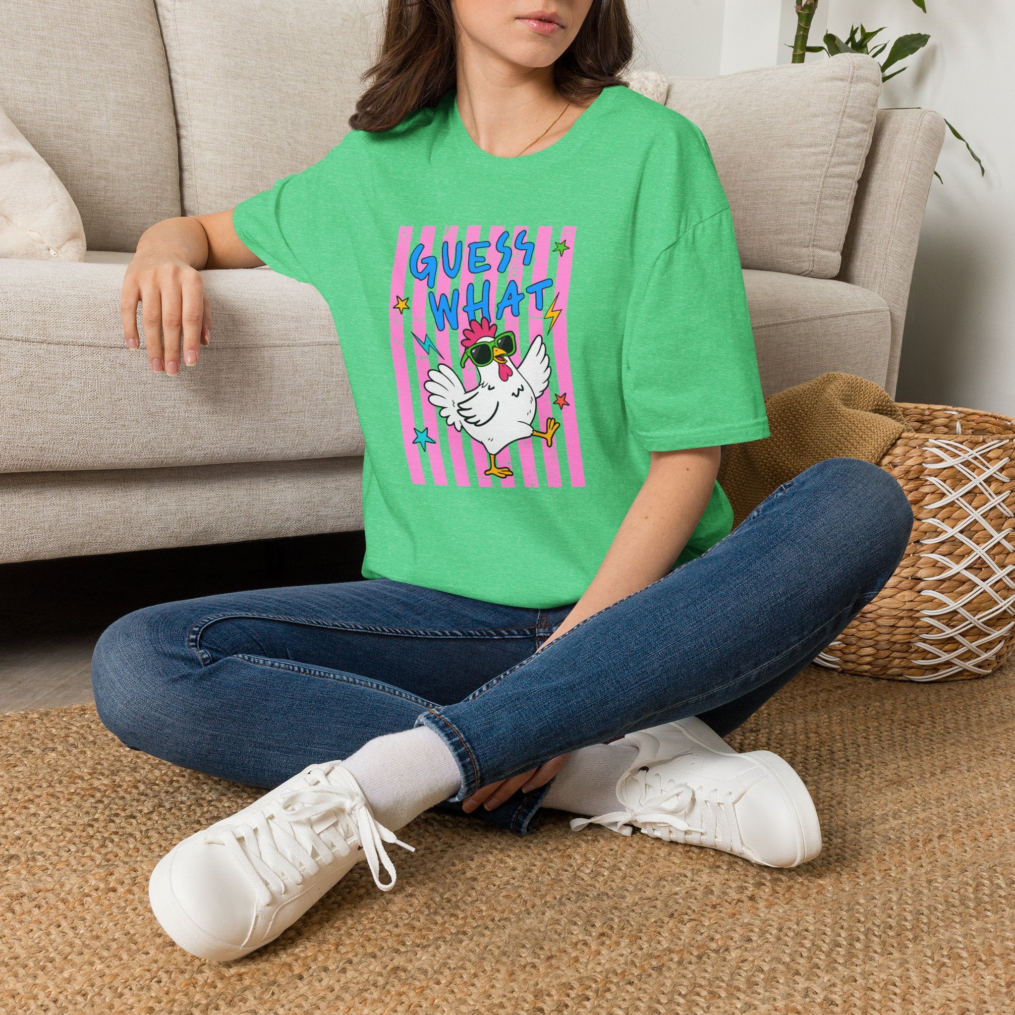 T-Shirt — "Guess What" Funny Sunglasses Chicken Graphic Tee