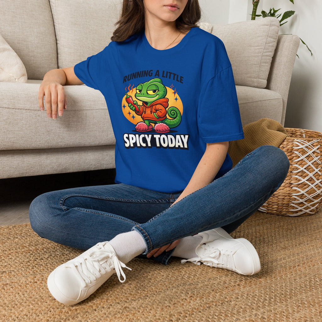 T-Shirt — "Running a Little Spicy Today" Cute Chameleon Graphic Tee