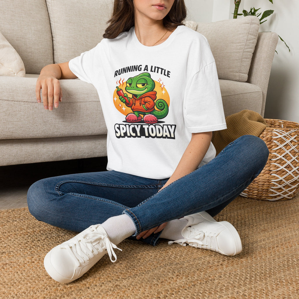 T-Shirt — "Running a Little Spicy Today" Cute Chameleon Graphic Tee