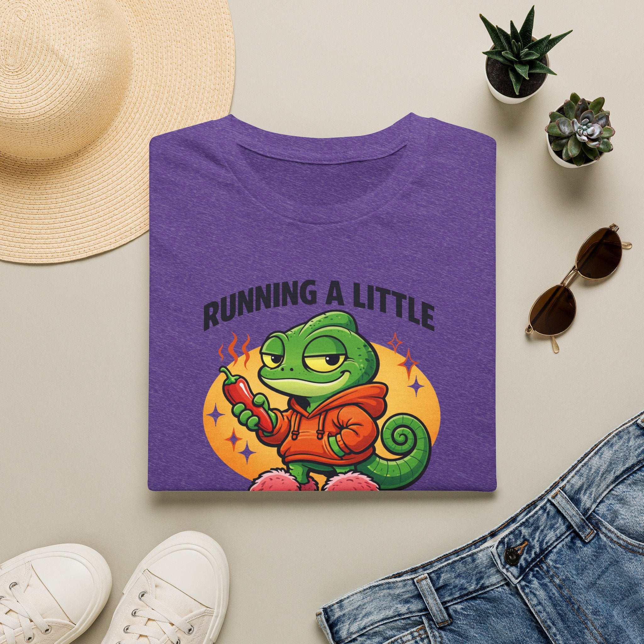T-Shirt — "Running a Little Spicy Today" Cute Chameleon Graphic Tee