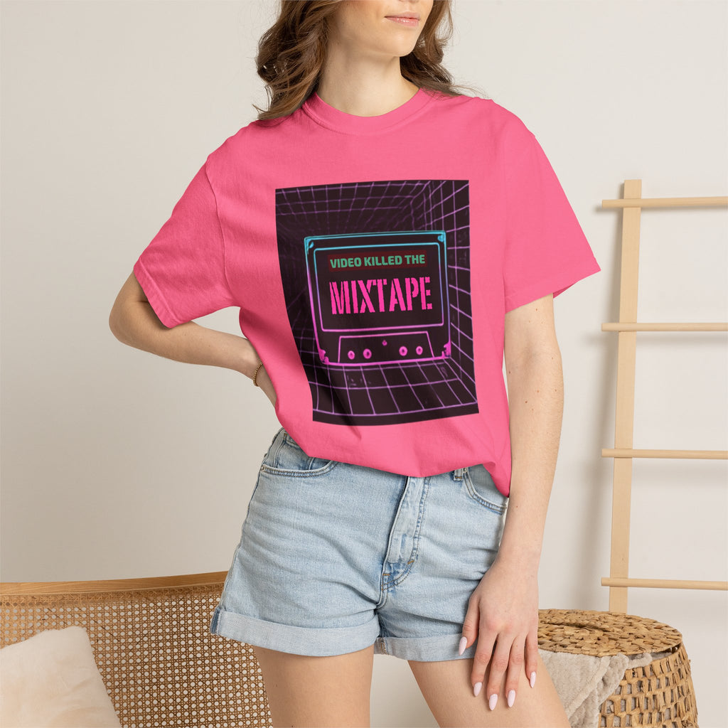 Cassette Mixtape T-Shirt — "Video Killed the Mixtape" Retro 80s Vaporwave Tee