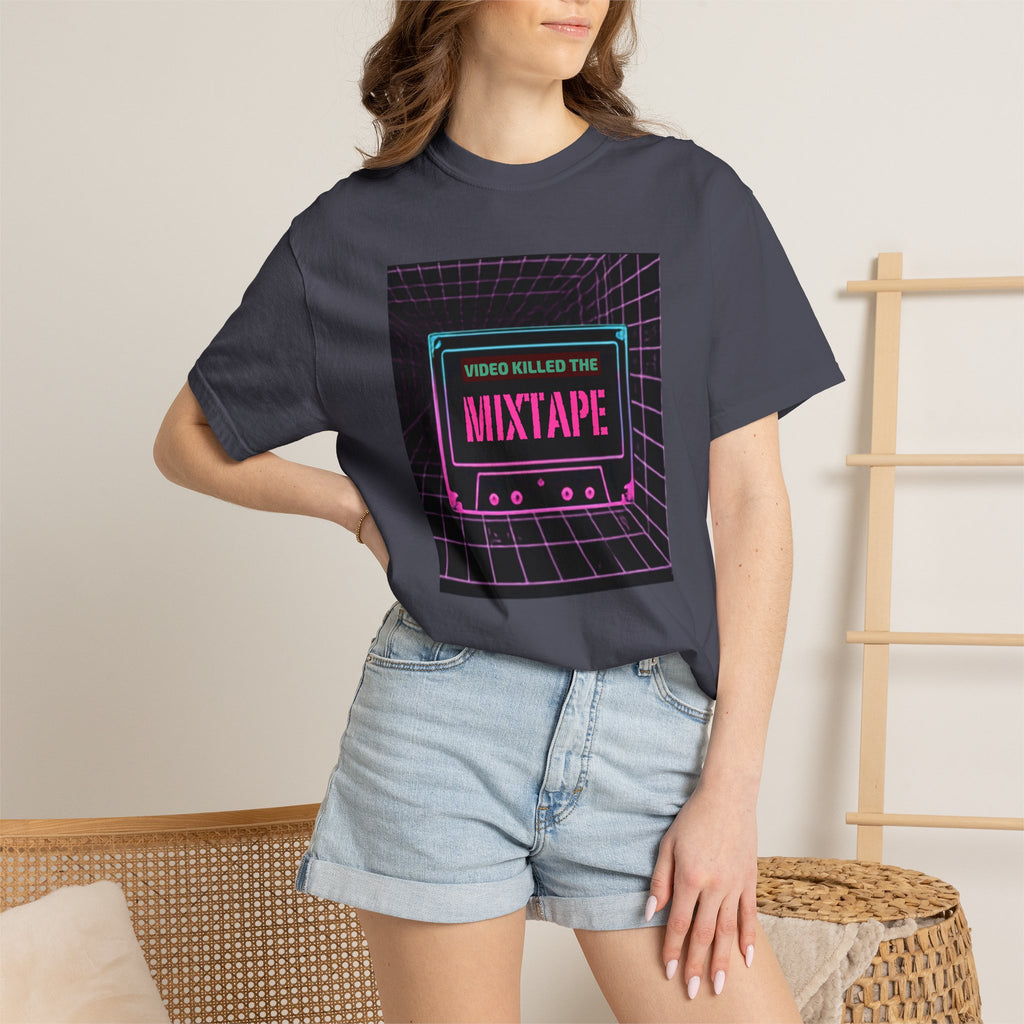 Cassette Mixtape T-Shirt — "Video Killed the Mixtape" Retro 80s Vaporwave Tee