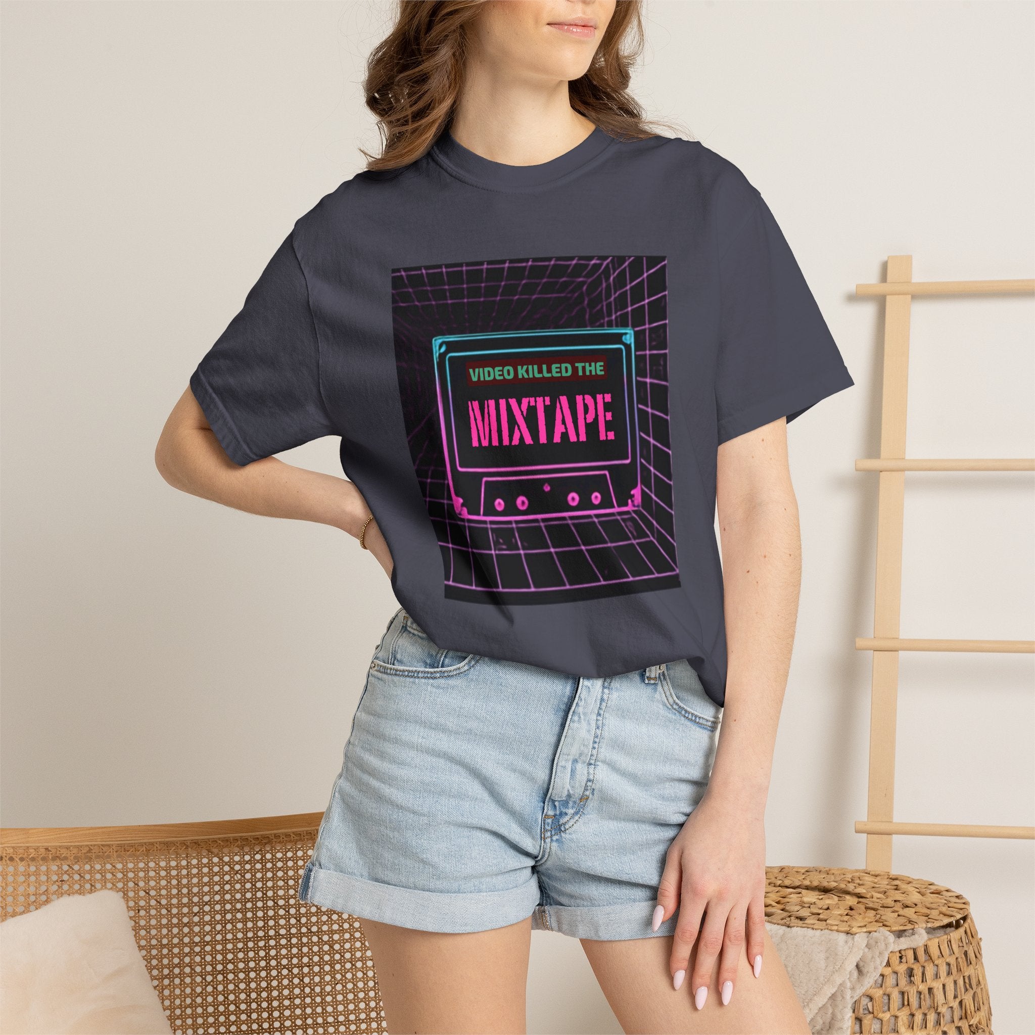 Cassette Mixtape T-Shirt — "Video Killed the Mixtape" Retro 80s Vaporwave Tee