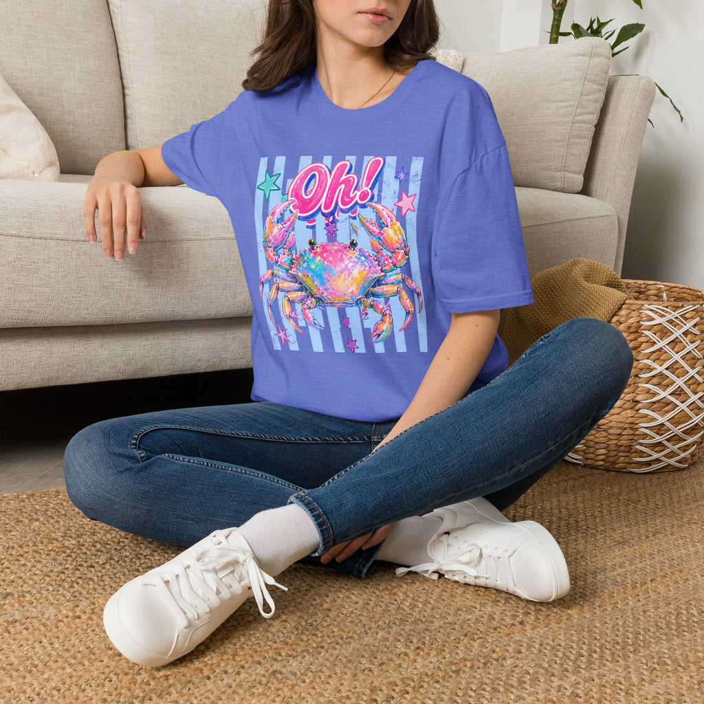 Crab "Oh!" Graphic T‑Shirt — Colorful Coastal Beach Tee