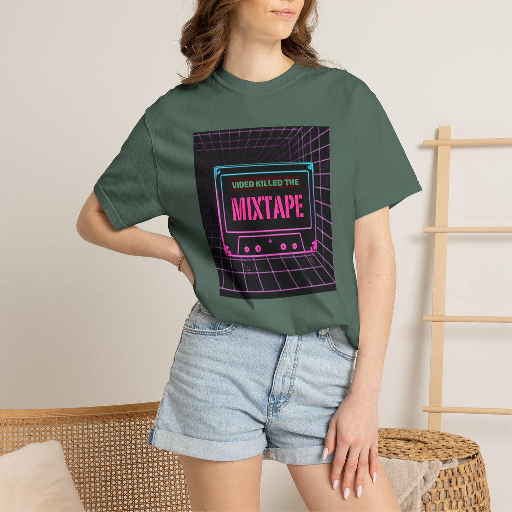 Cassette Mixtape T-Shirt — "Video Killed the Mixtape" Retro 80s Vaporwave Tee