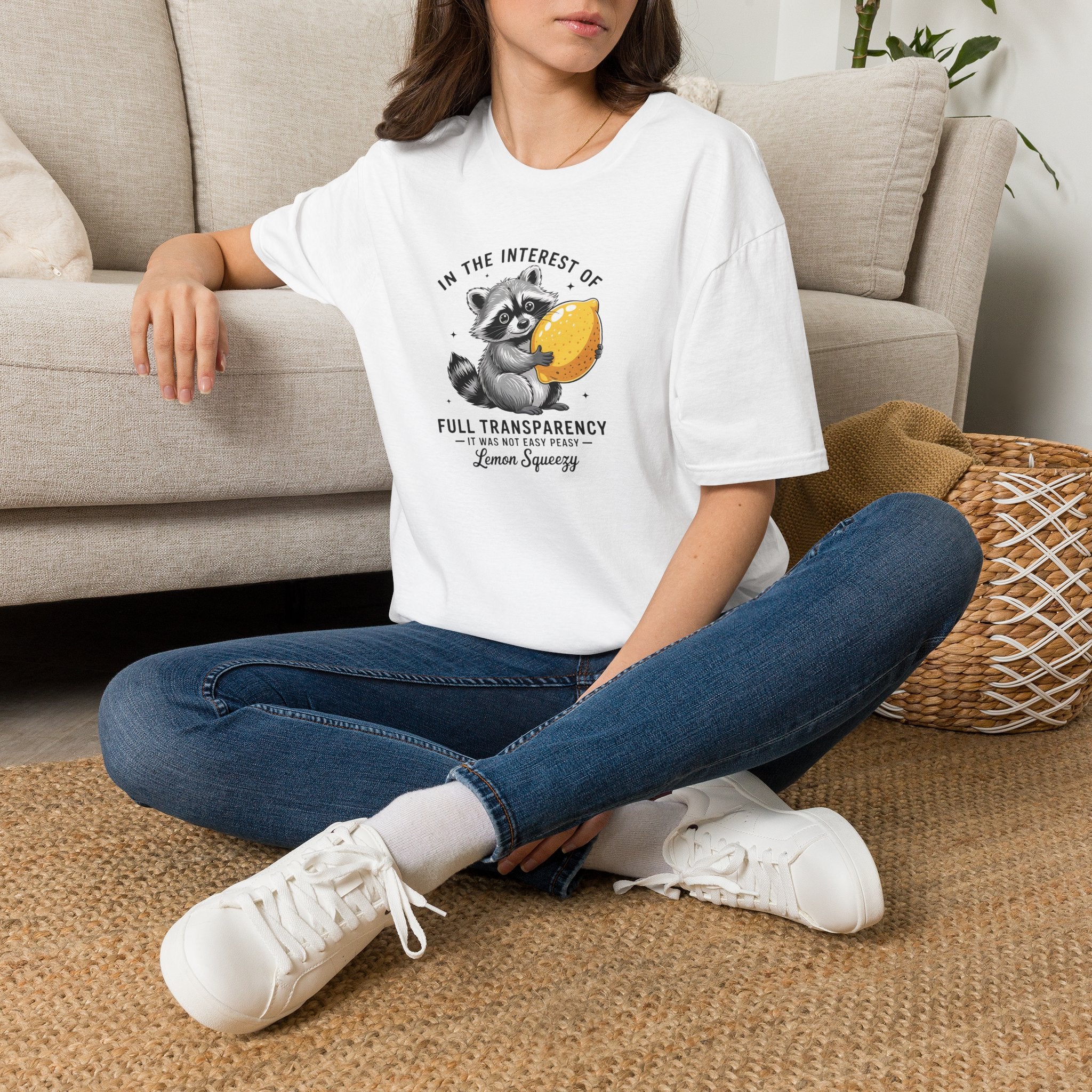 Raccoon Holding Lemon T‑Shirt — "In the Interest of Full Transparency" Cute Graphic Tee
