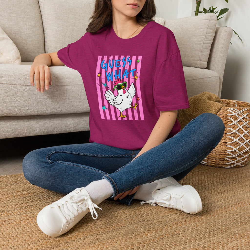 T-Shirt — "Guess What" Funny Sunglasses Chicken Graphic Tee