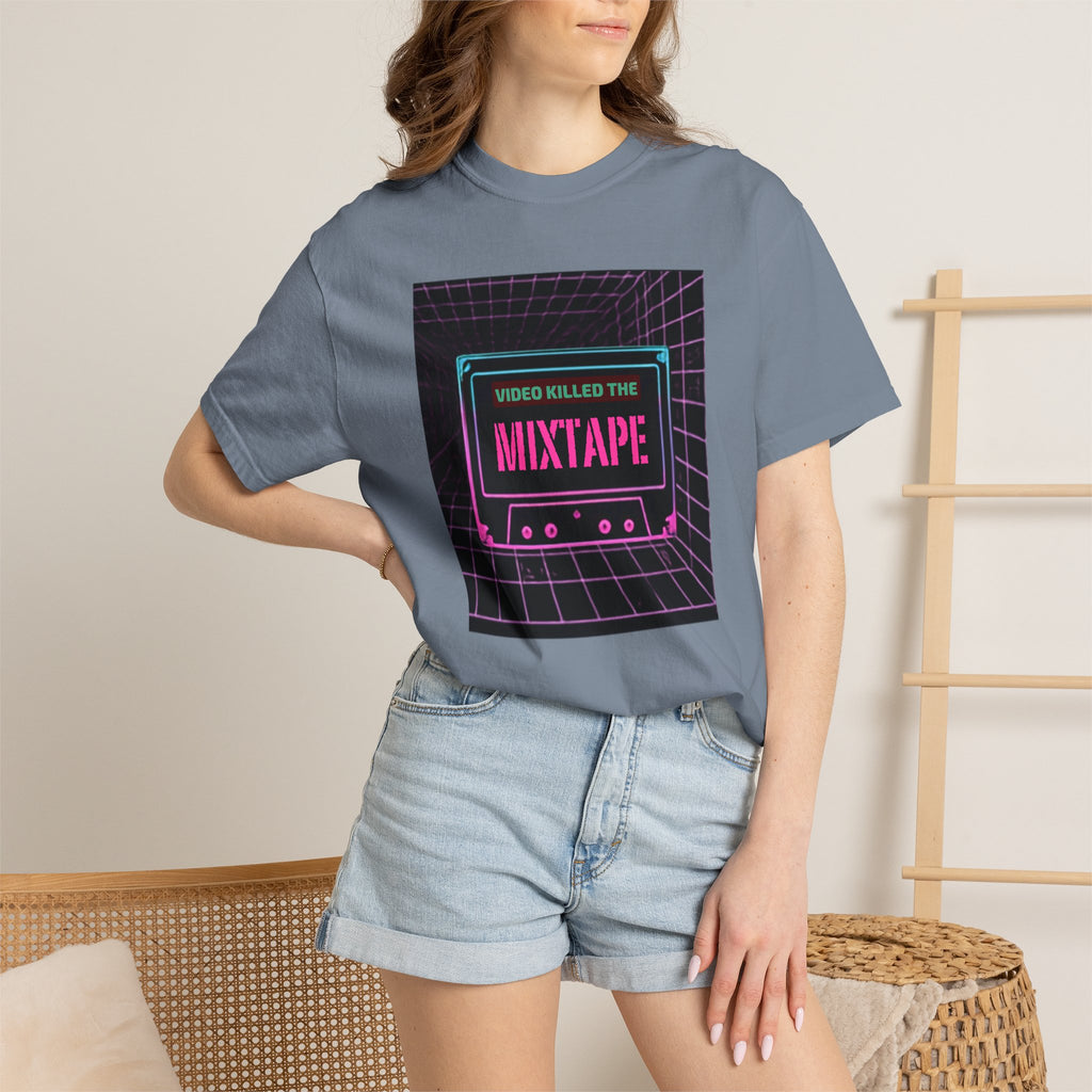 Cassette Mixtape T-Shirt — "Video Killed the Mixtape" Retro 80s Vaporwave Tee