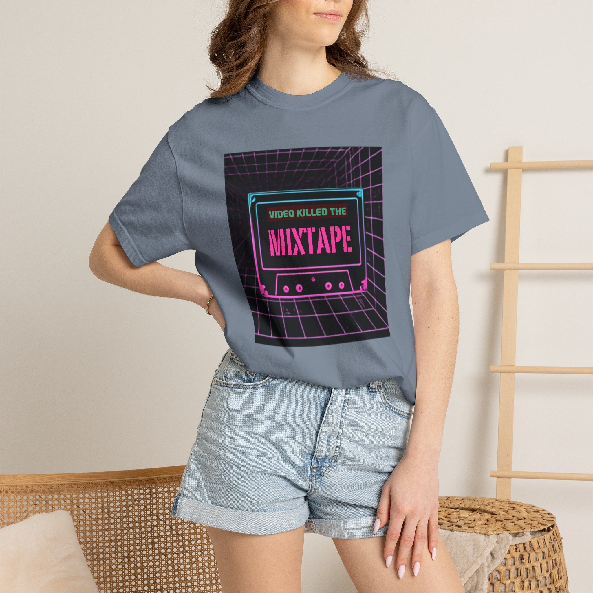 Cassette Mixtape T-Shirt — "Video Killed the Mixtape" Retro 80s Vaporwave Tee