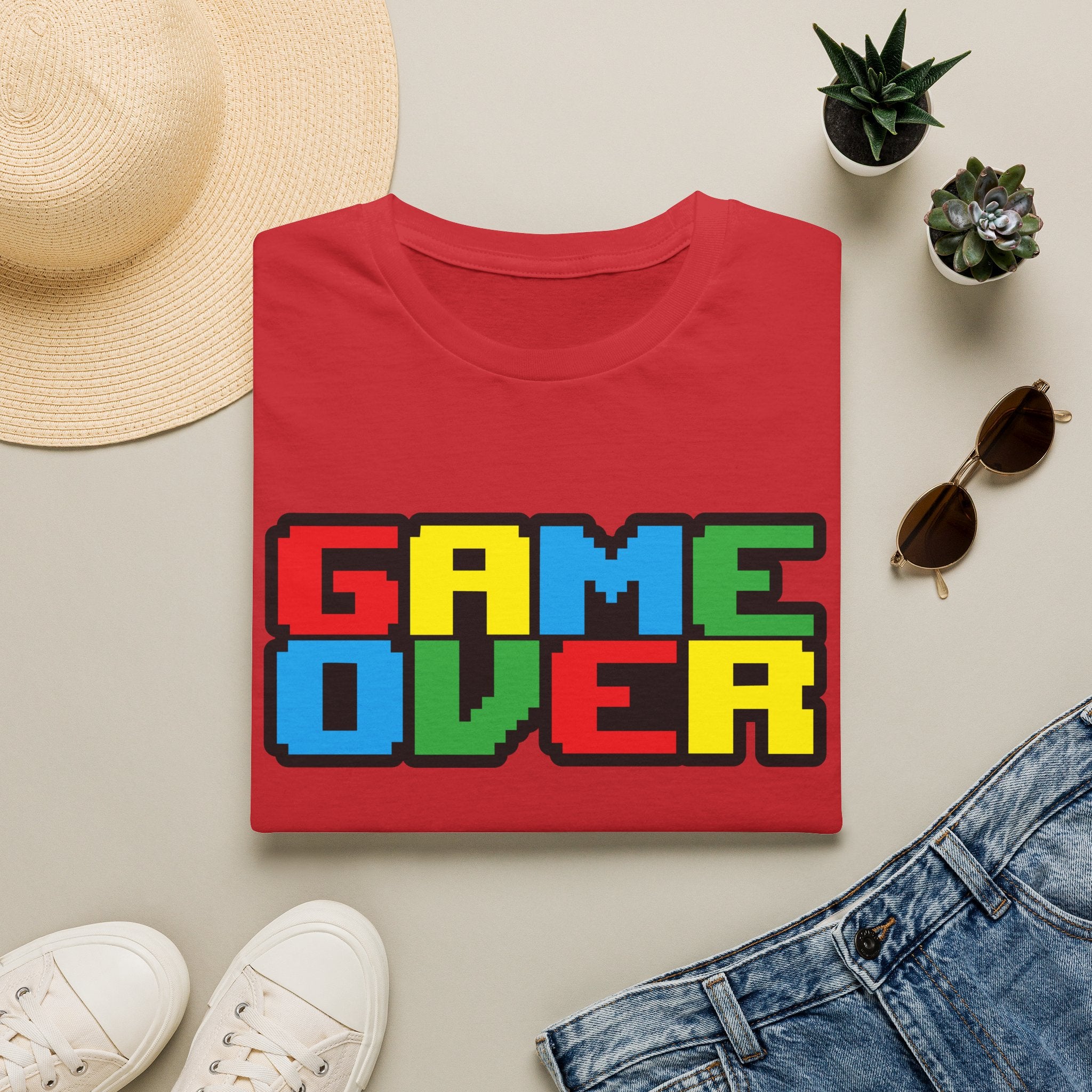Game Over Retro Arcade Video Pixel T-Shirt — Colorful Gamer Tee