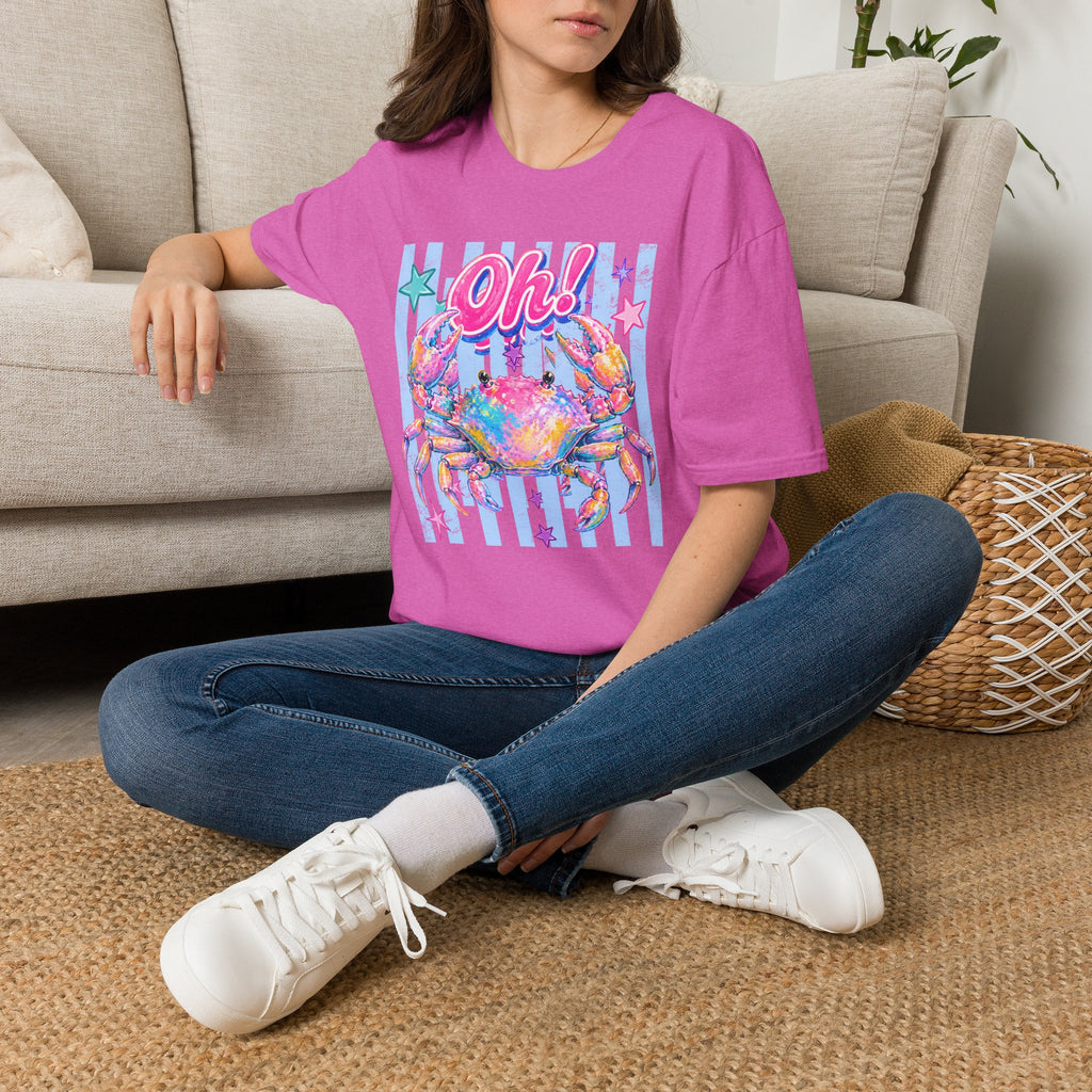 Crab "Oh!" Graphic T‑Shirt — Colorful Coastal Beach Tee