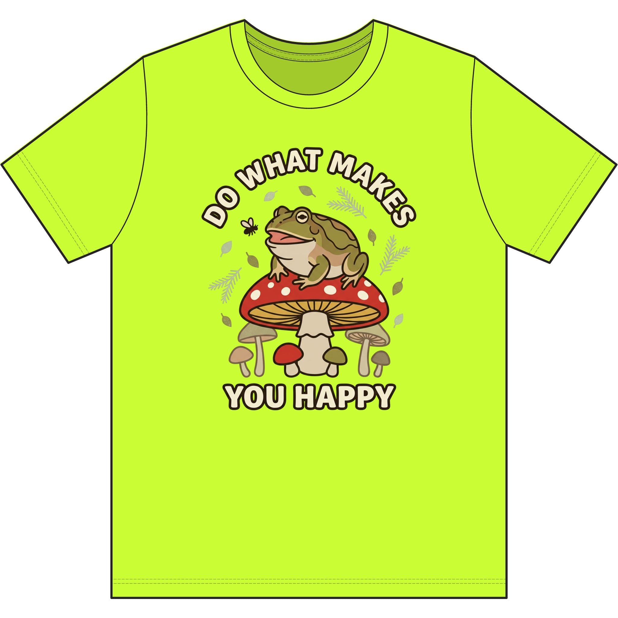 Do What Makes You Happy Frog Mushroom Graphic Tee — Positive Vintage Nature T-Shirt