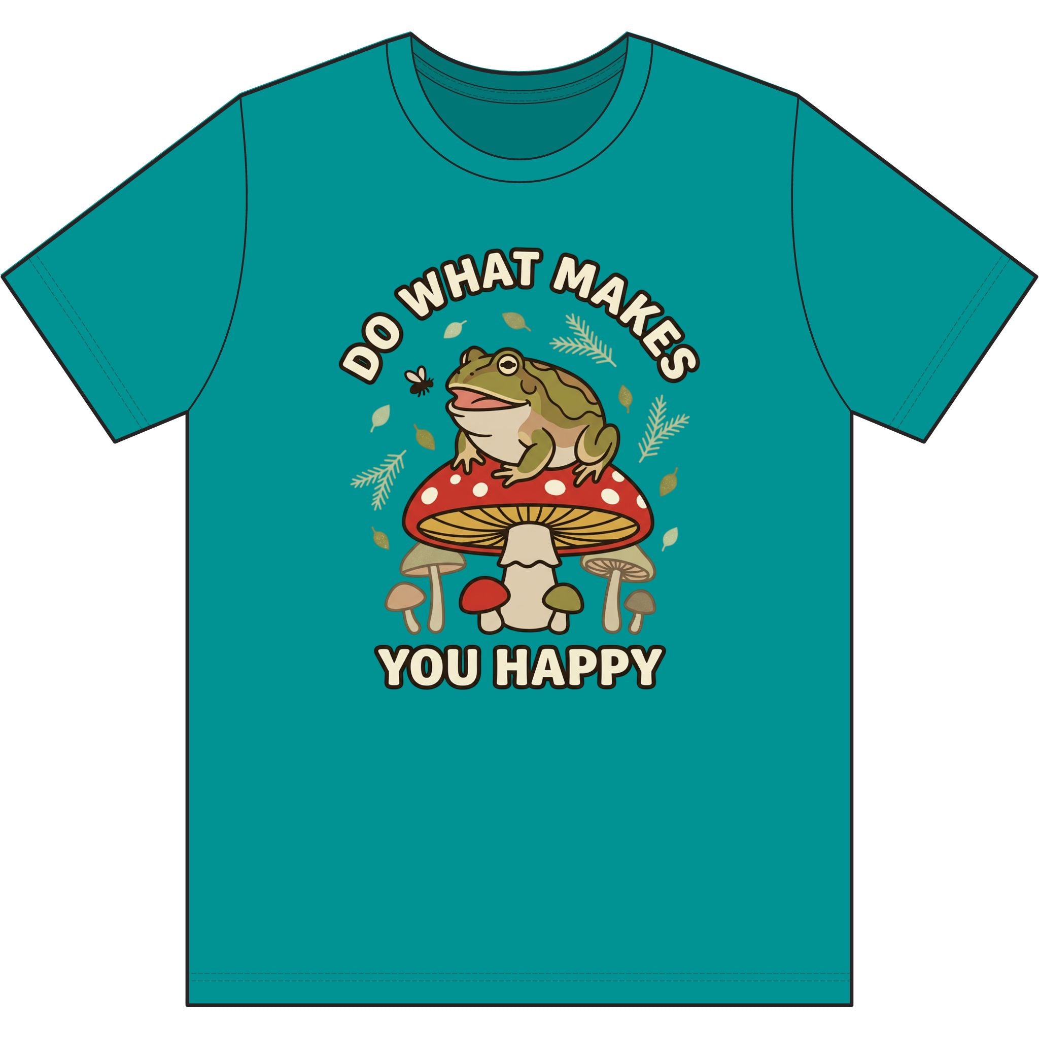 Do What Makes You Happy Frog Mushroom Graphic Tee — Positive Vintage Nature T-Shirt