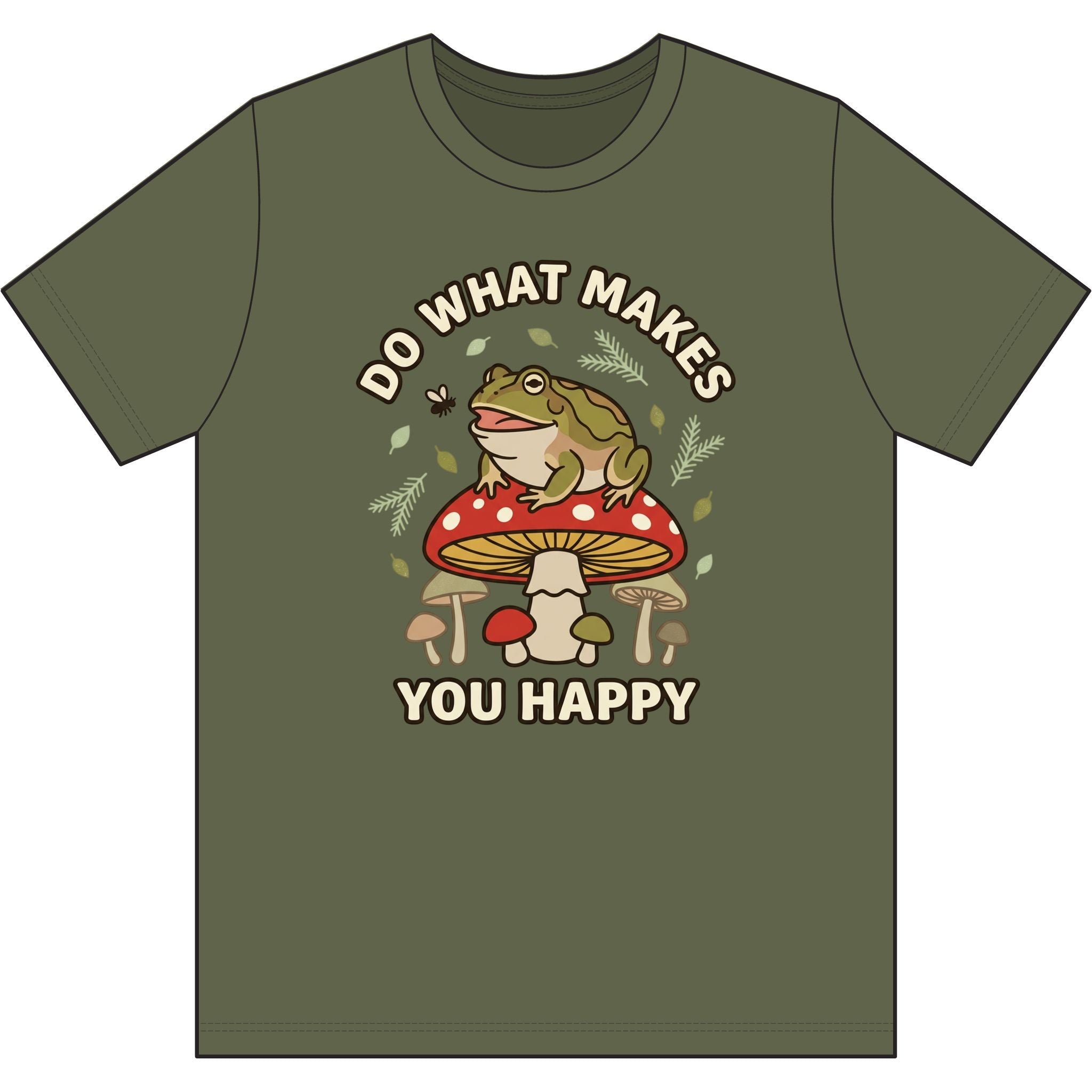 Do What Makes You Happy Frog Mushroom Graphic Tee — Positive Vintage Nature T-Shirt