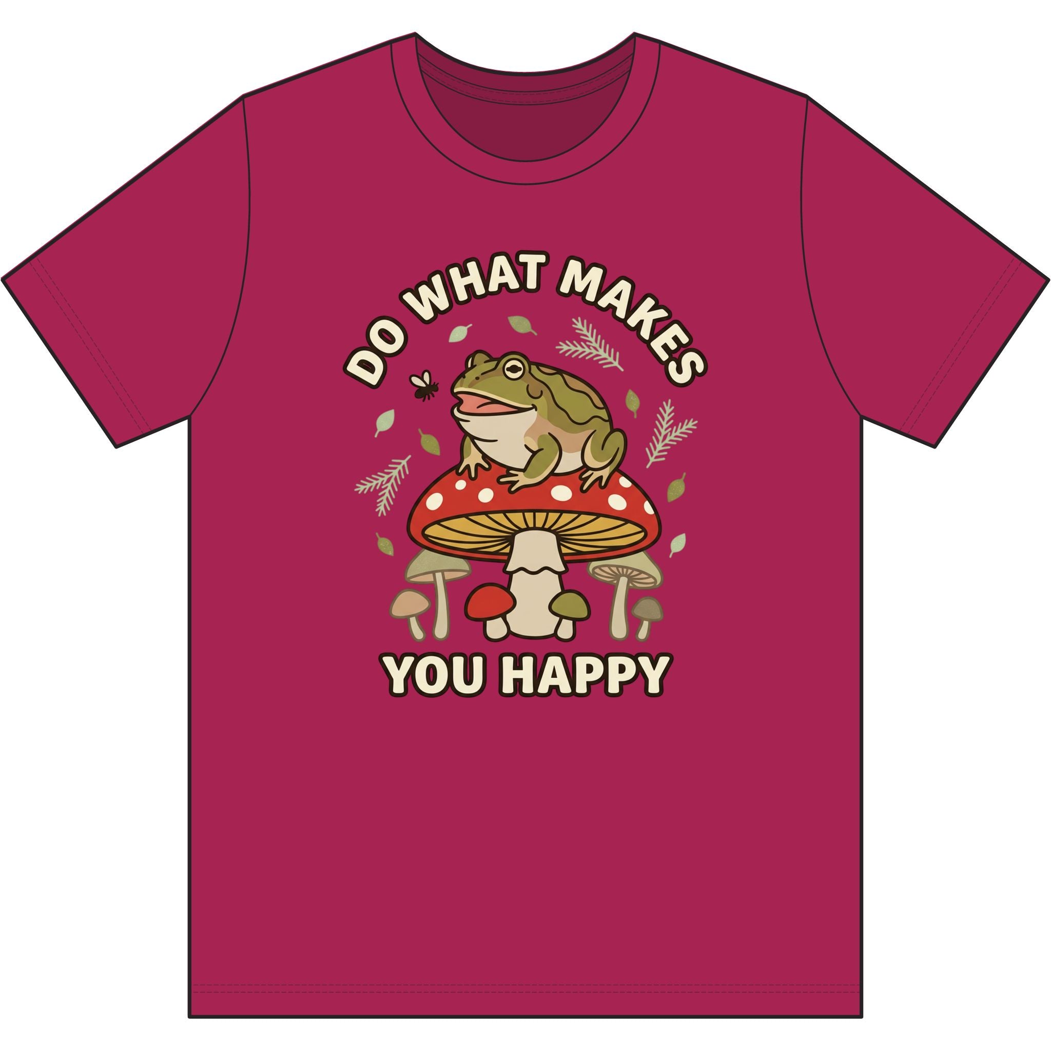 Do What Makes You Happy Frog Mushroom Graphic Tee — Positive Vintage Nature T-Shirt