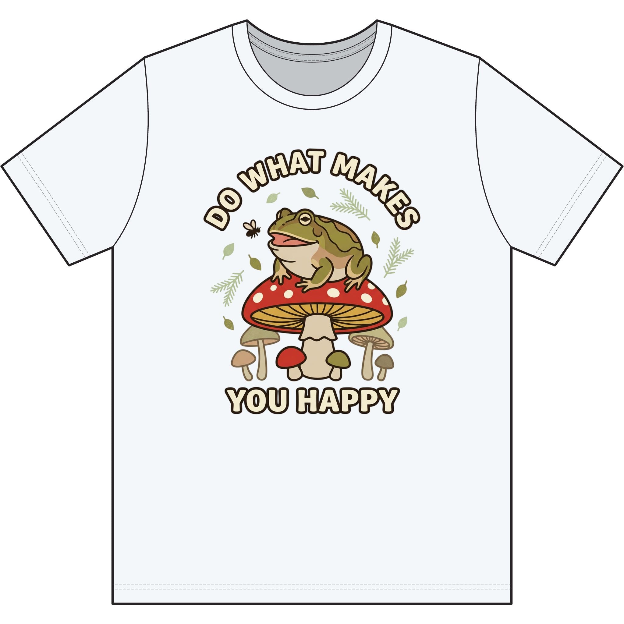 Do What Makes You Happy Frog Mushroom Graphic Tee — Positive Vintage Nature T-Shirt