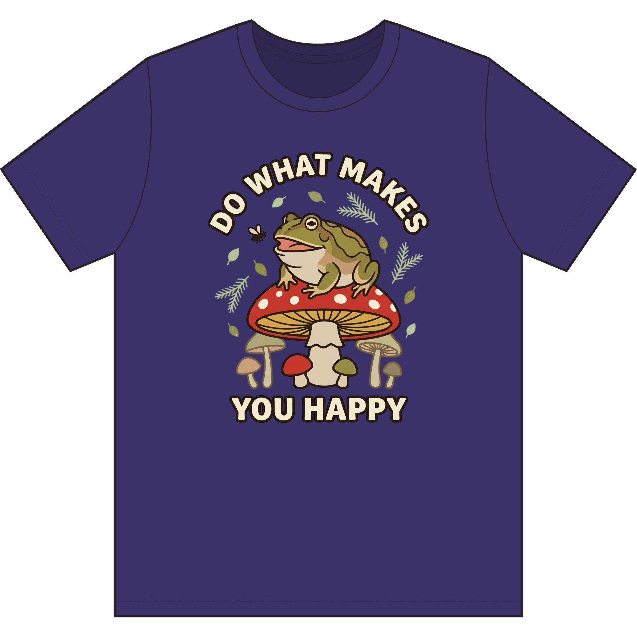 Do What Makes You Happy Frog Mushroom Graphic Tee — Positive Vintage Nature T-Shirt