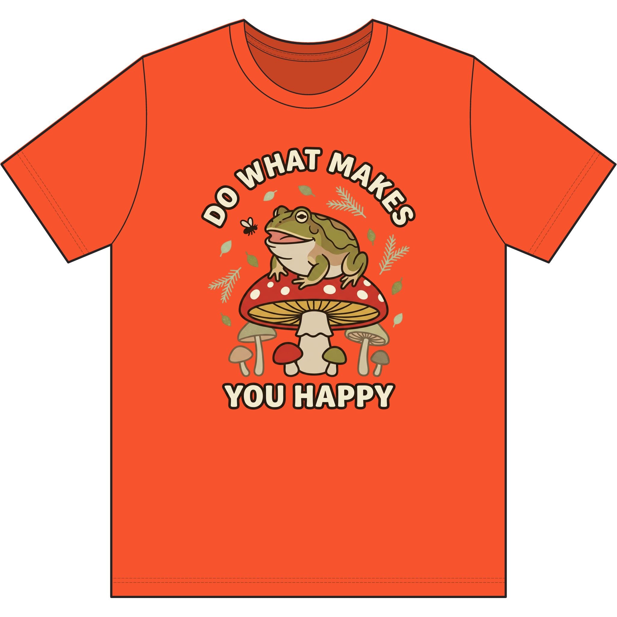 Do What Makes You Happy Frog Mushroom Graphic Tee — Positive Vintage Nature T-Shirt