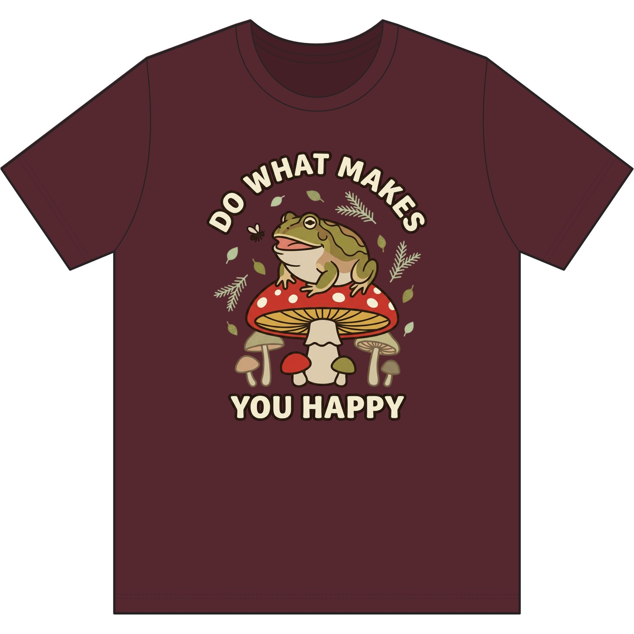 Do What Makes You Happy Frog Mushroom Graphic Tee — Positive Vintage Nature T-Shirt
