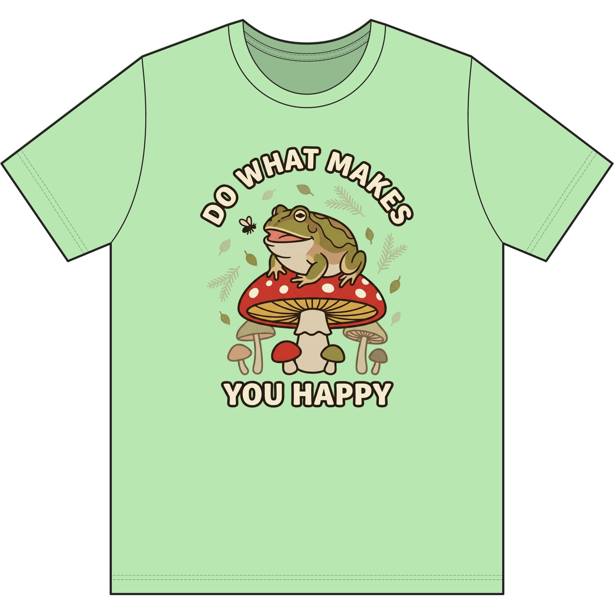 Do What Makes You Happy Frog Mushroom Graphic Tee — Positive Vintage Nature T-Shirt