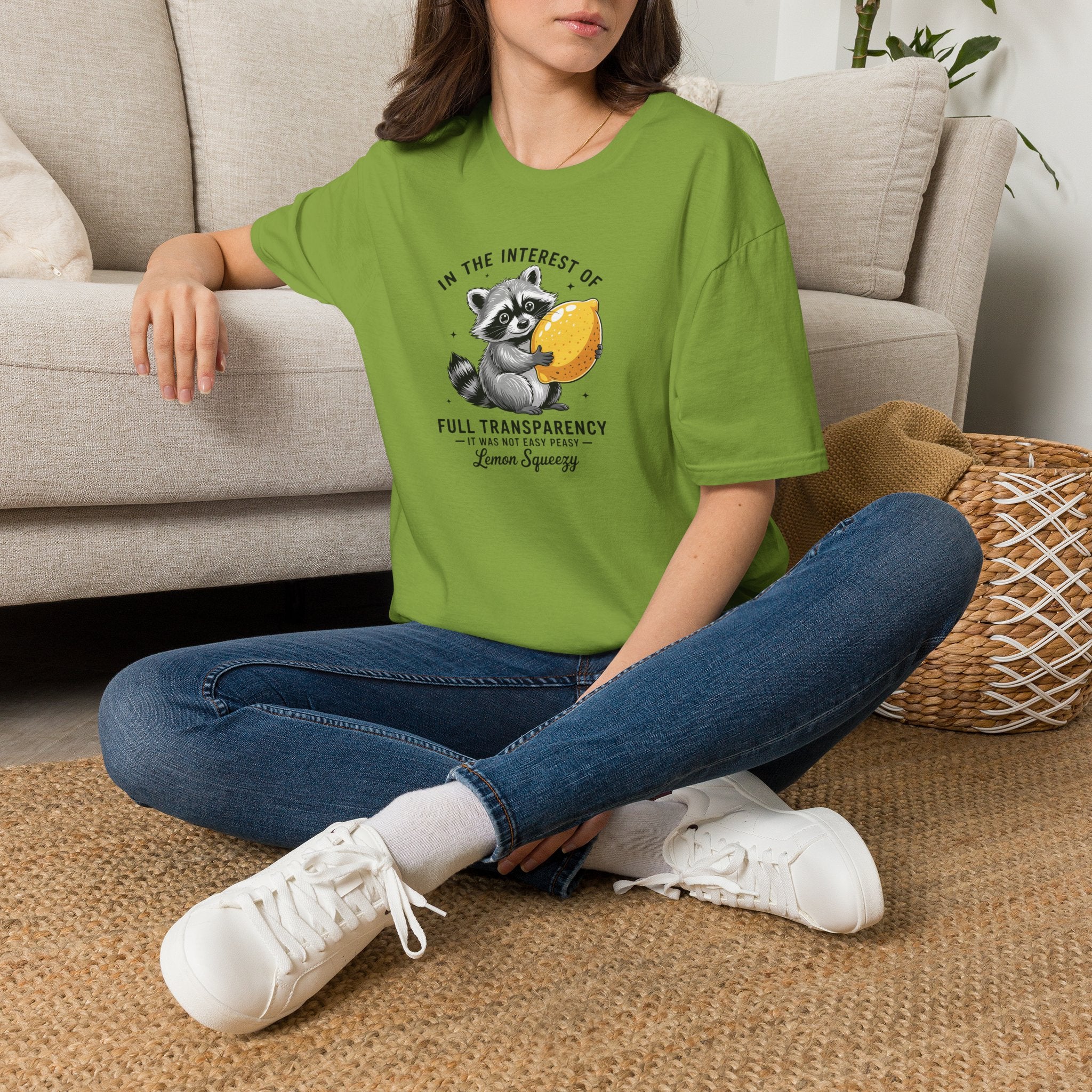 Raccoon Holding Lemon T‑Shirt — "In the Interest of Full Transparency" Cute Graphic Tee