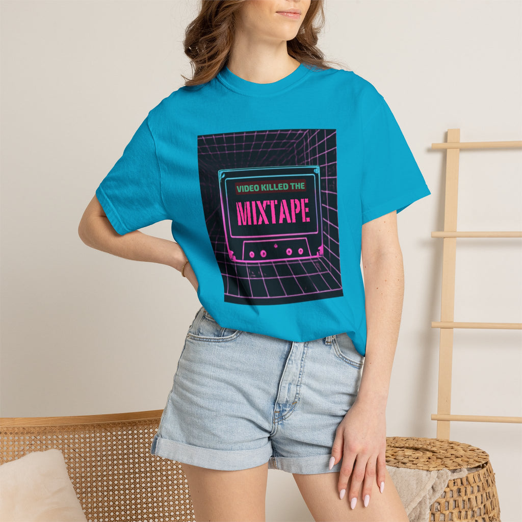 Cassette Mixtape T-Shirt — "Video Killed the Mixtape" Retro 80s Vaporwave Tee