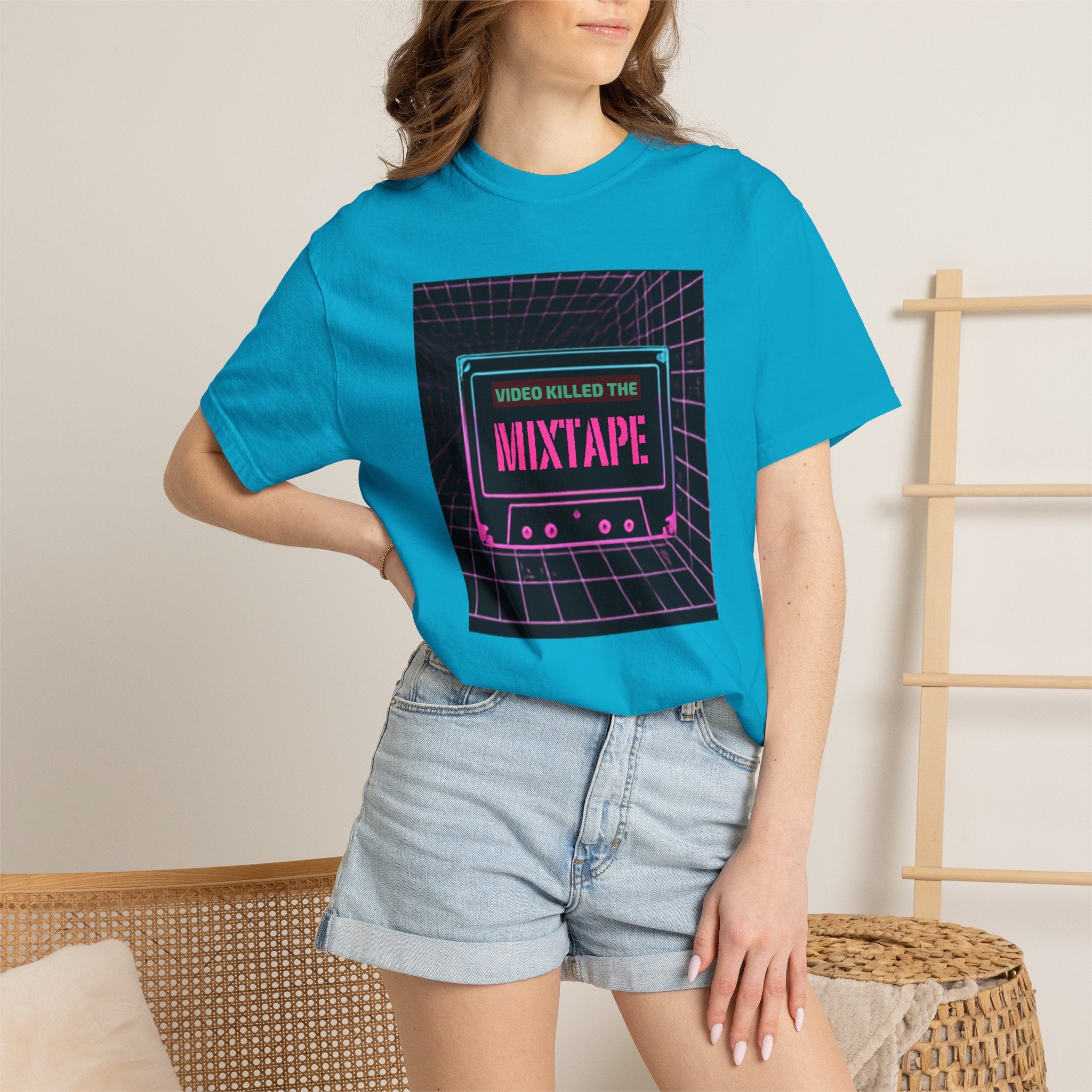 Cassette Mixtape T-Shirt — "Video Killed the Mixtape" Retro 80s Vaporwave Tee