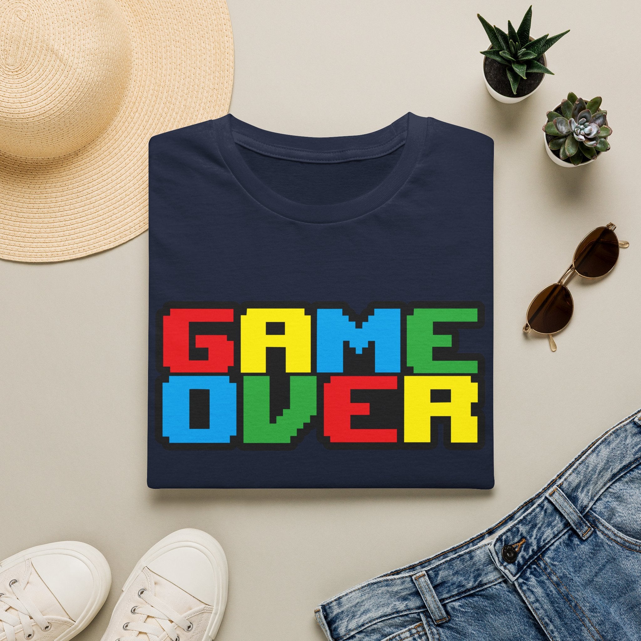 Game Over Retro Arcade Video Pixel T-Shirt — Colorful Gamer Tee