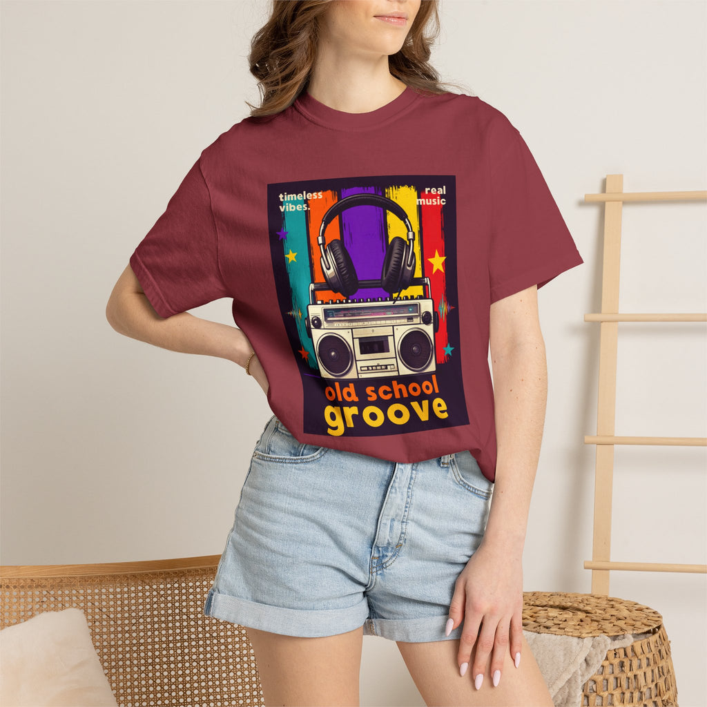 Old School Groove T-Shirt — Retro Boombox & Headphones Vintage Music Tee 80s 90s nostalgia