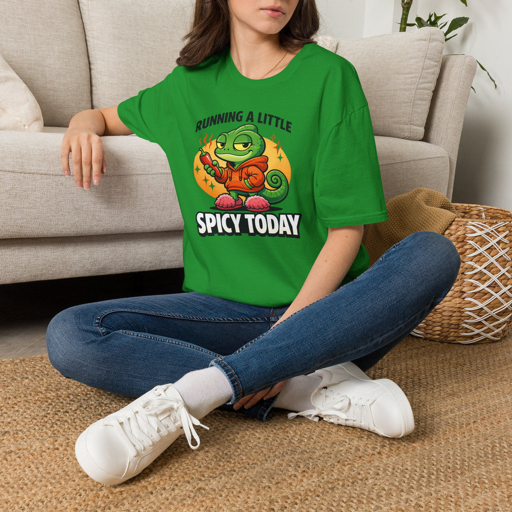 T-Shirt — "Running a Little Spicy Today" Cute Chameleon Graphic Tee
