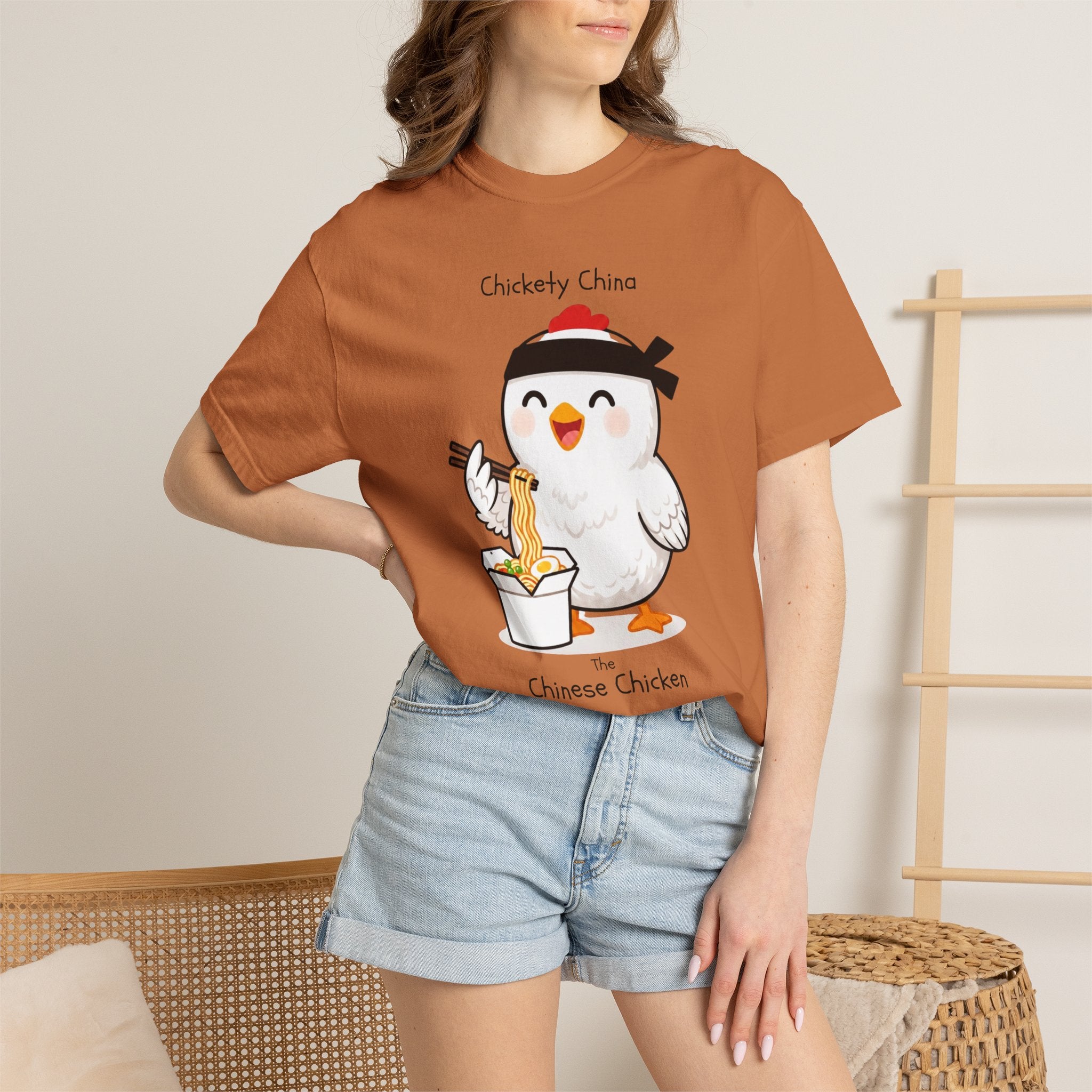 Chinese Chicken Ramen T-Shirt — Chickety China sumo Cute Noodle Chicken Graphic Tee