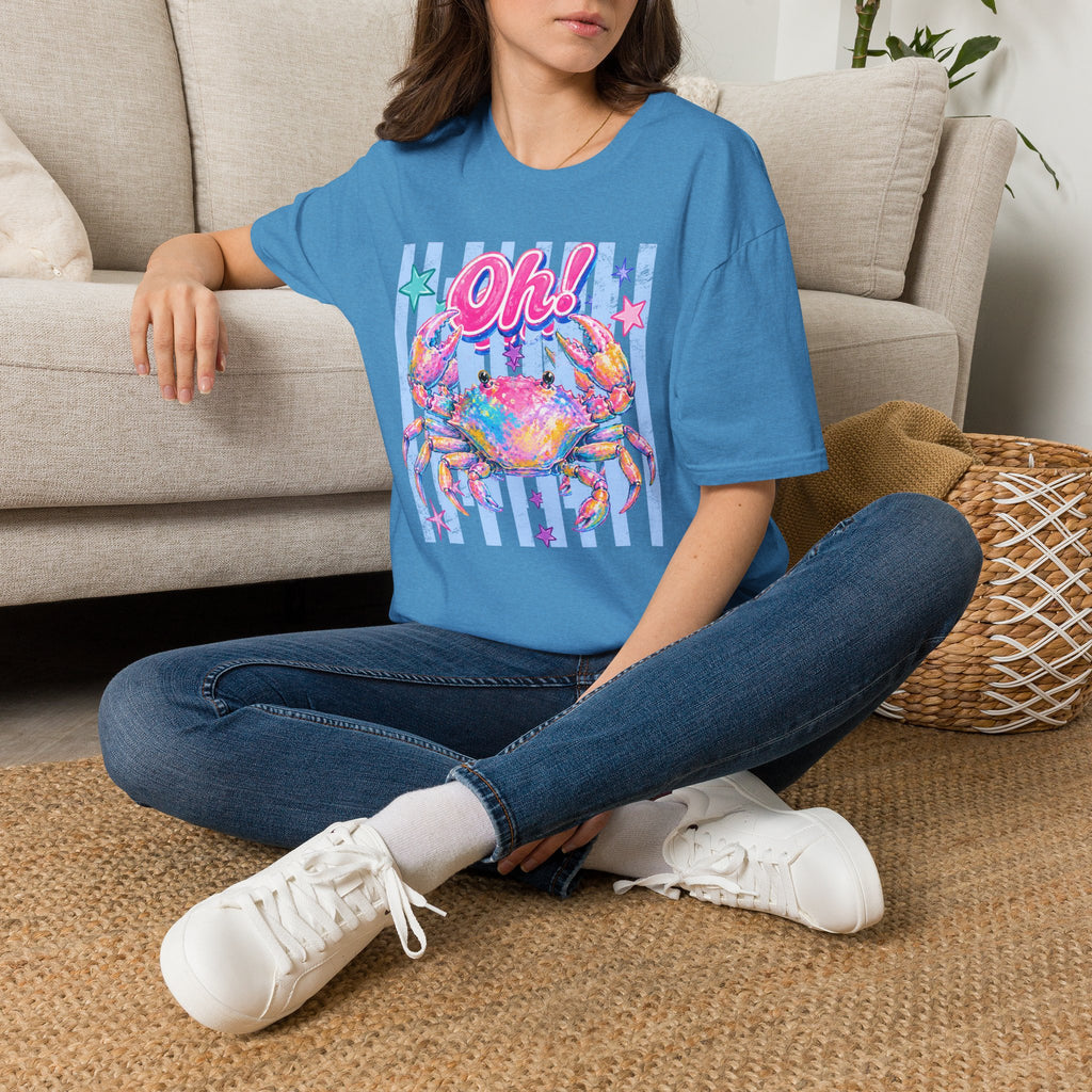 Crab "Oh!" Graphic T‑Shirt — Colorful Coastal Beach Tee