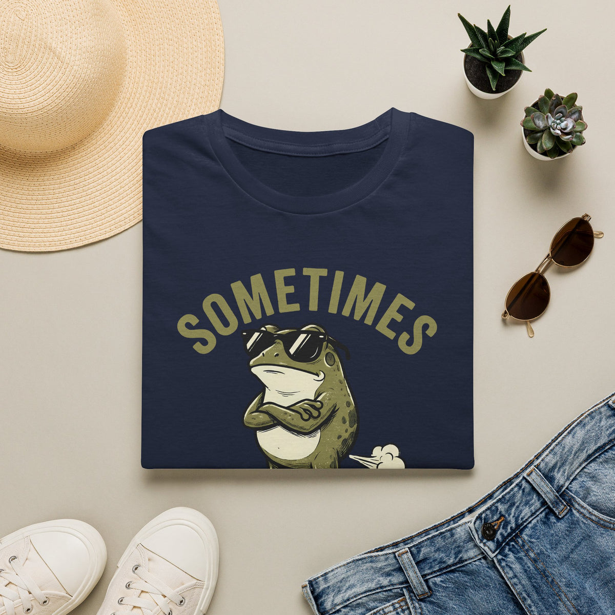 T-Shirt — "Sometimes I Just Be Fartin'" Funny Frog Graphic Tee