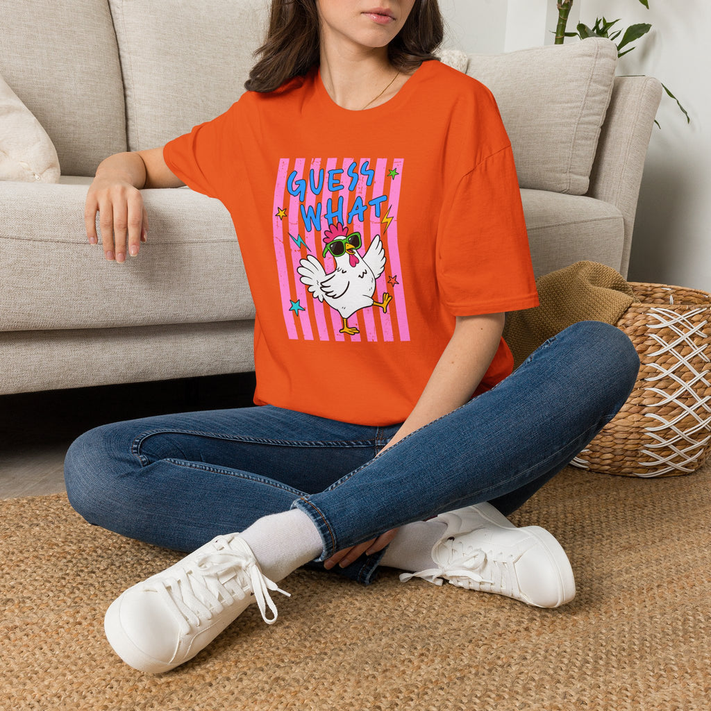 T-Shirt — "Guess What" Funny Sunglasses Chicken Graphic Tee