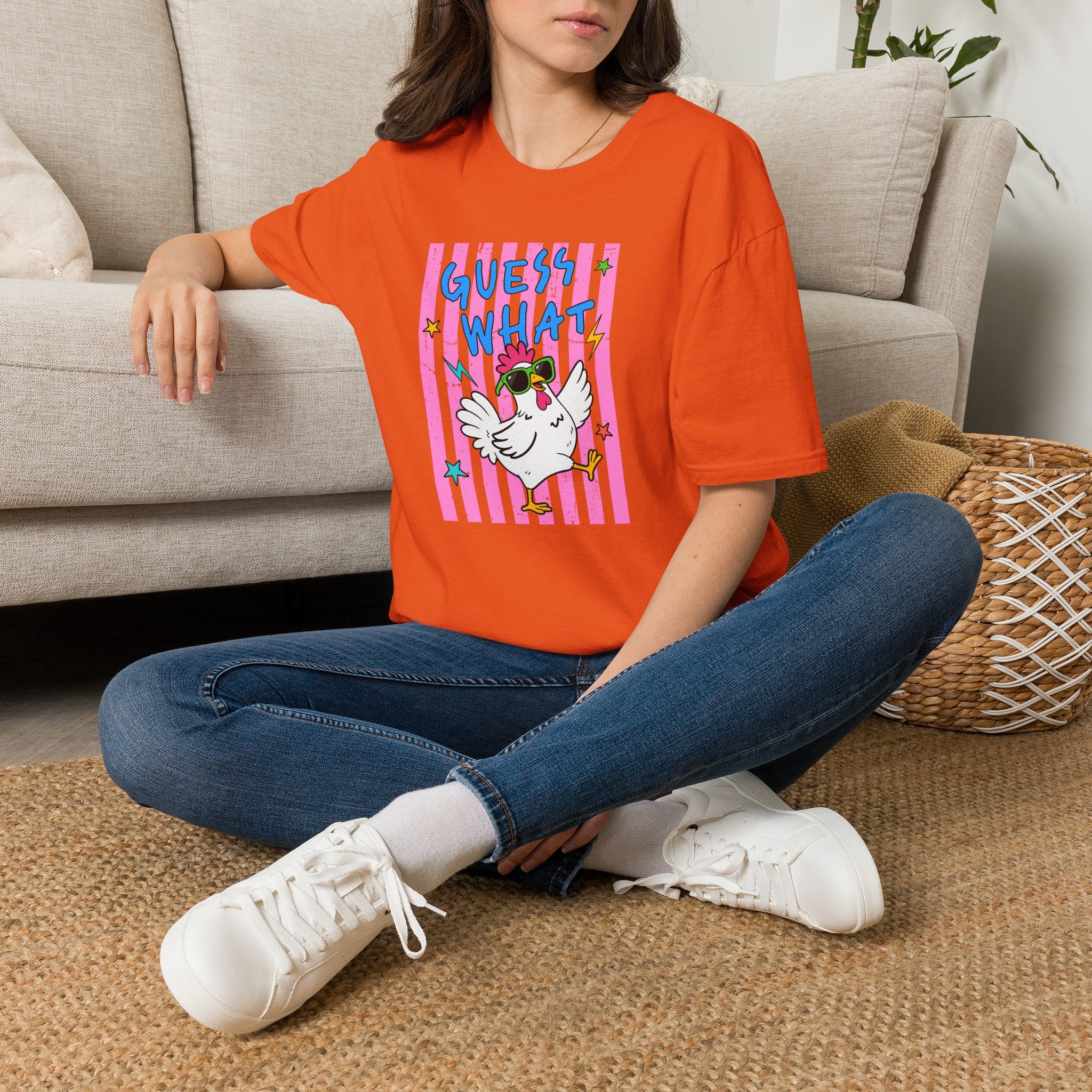 T-Shirt — "Guess What" Funny Sunglasses Chicken Graphic Tee