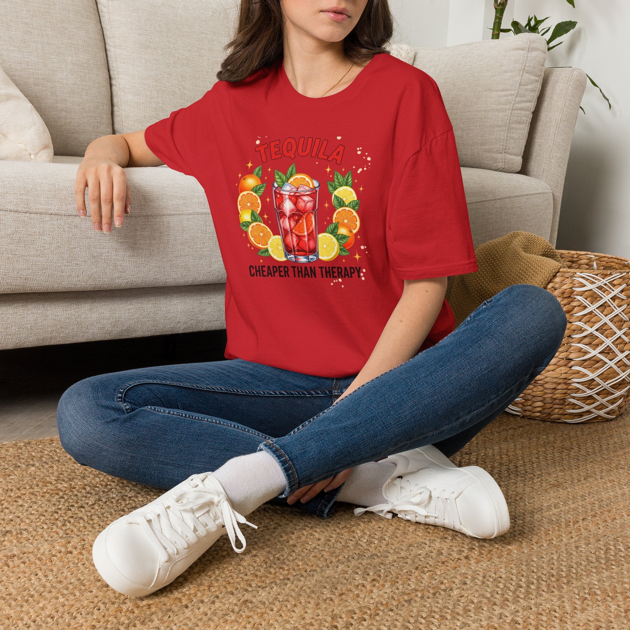 Tequila Cocktail T-Shirt — "Tequila: Cheaper Than Therapy" Graphic Tee