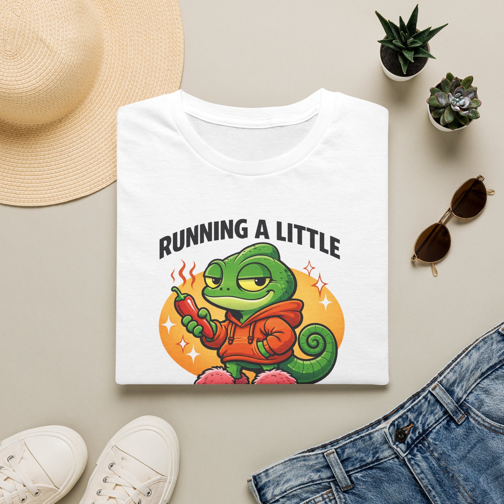 T-Shirt — "Running a Little Spicy Today" Cute Chameleon Graphic Tee