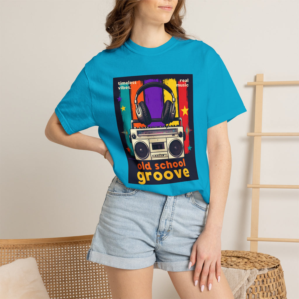 Old School Groove T-Shirt — Retro Boombox & Headphones Vintage Music Tee 80s 90s nostalgia