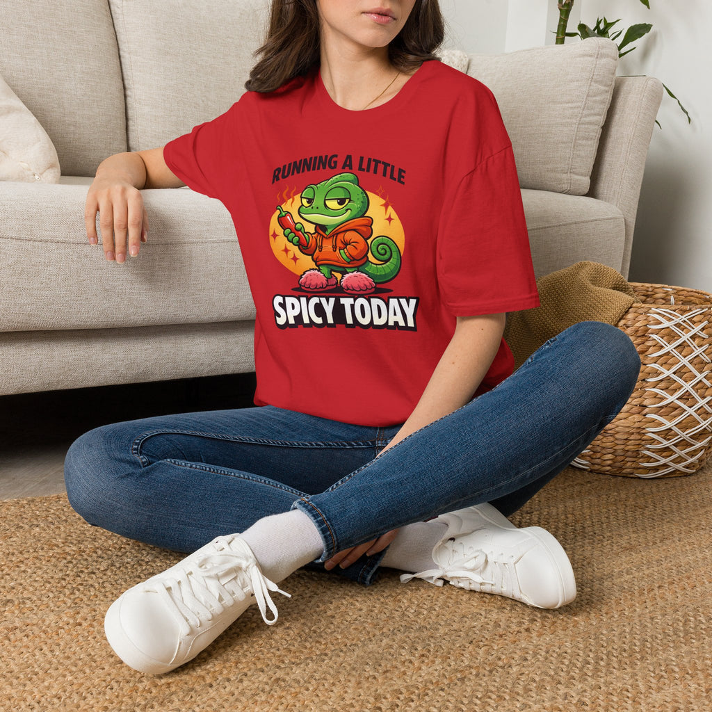 T-Shirt — "Running a Little Spicy Today" Cute Chameleon Graphic Tee