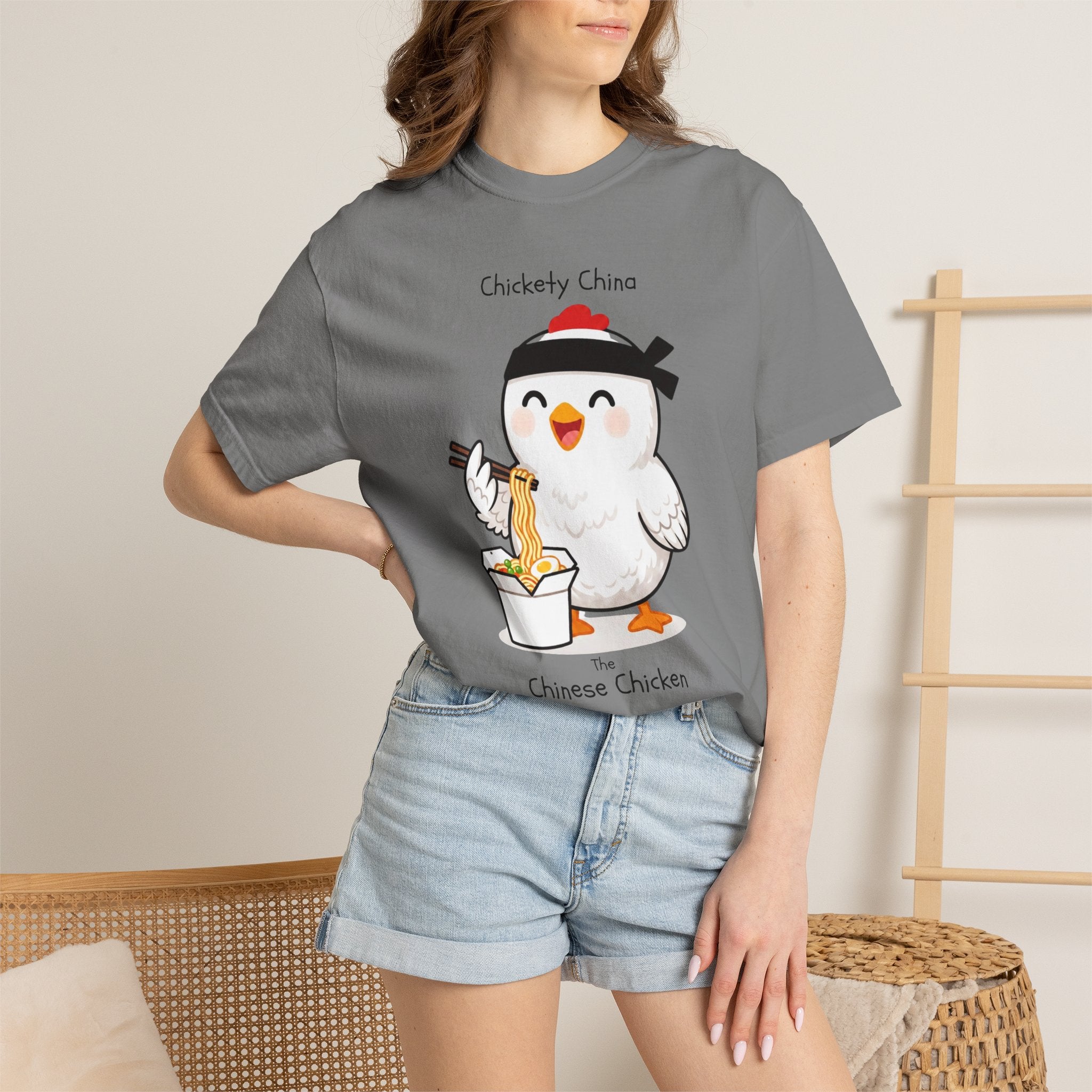 Chinese Chicken Ramen T-Shirt — Chickety China sumo Cute Noodle Chicken Graphic Tee