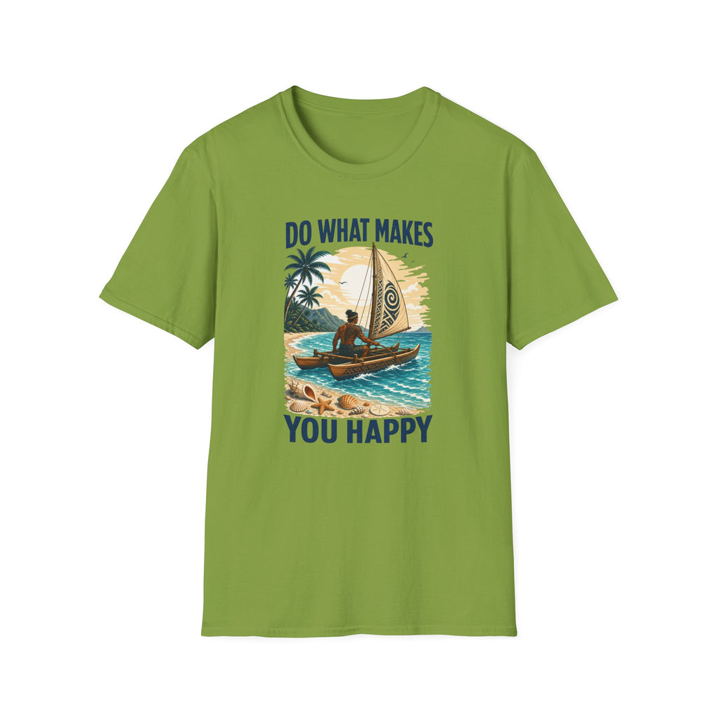 T-Shirt — "Do What Makes You Happy" Catamaran Sailboat Tropical Graphic Tee