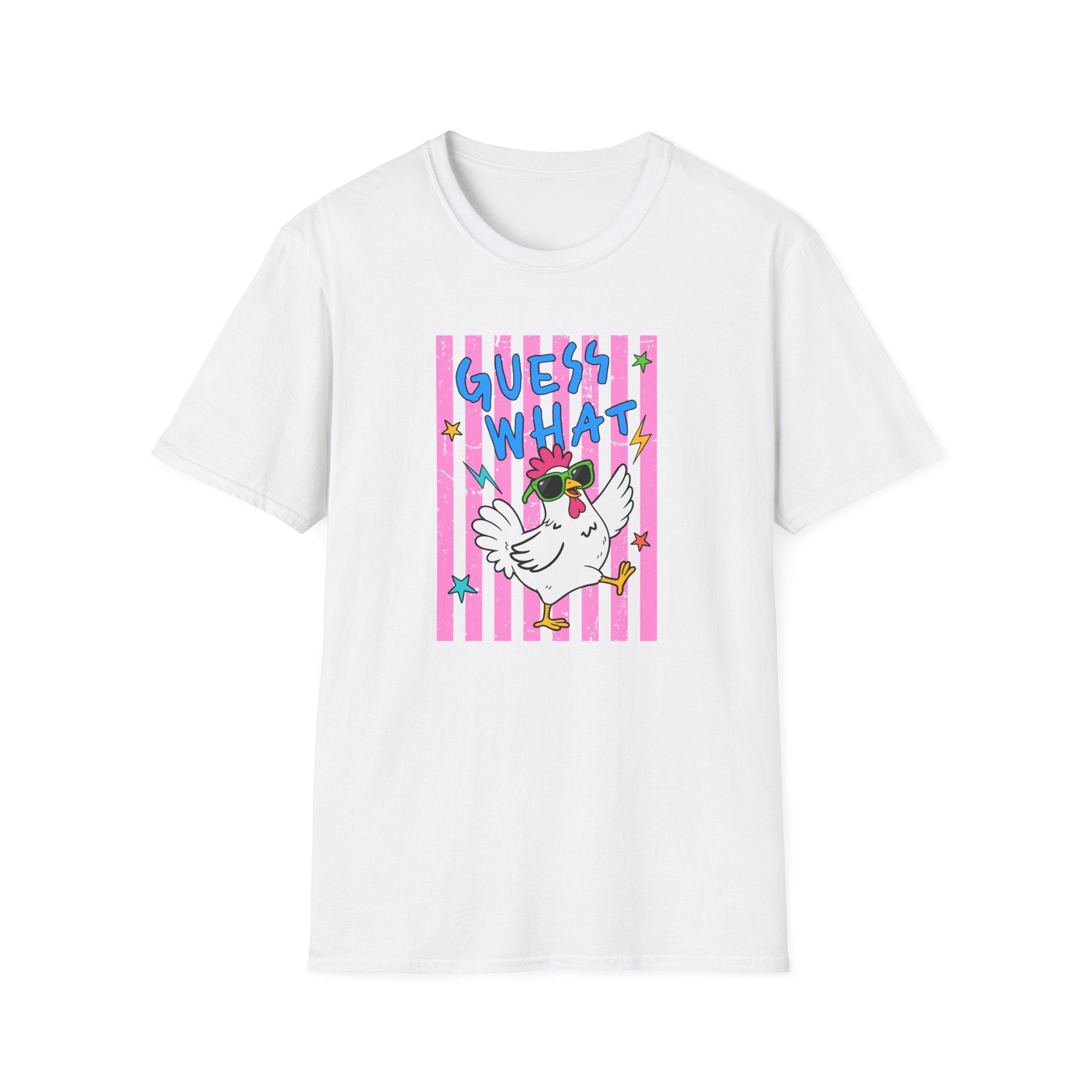 T-Shirt — "Guess What" Funny Sunglasses Chicken Graphic Tee