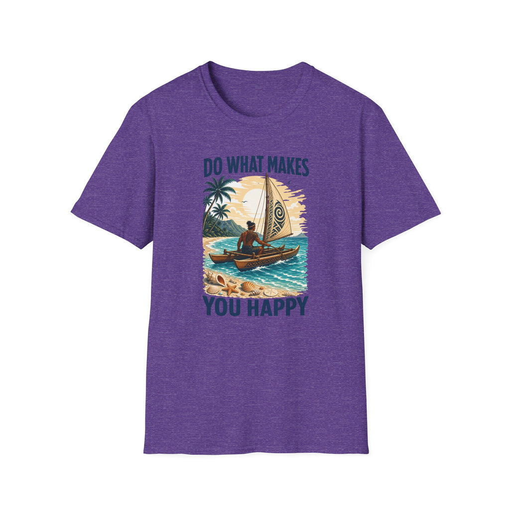 T-Shirt — "Do What Makes You Happy" Catamaran Sailboat Tropical Graphic Tee