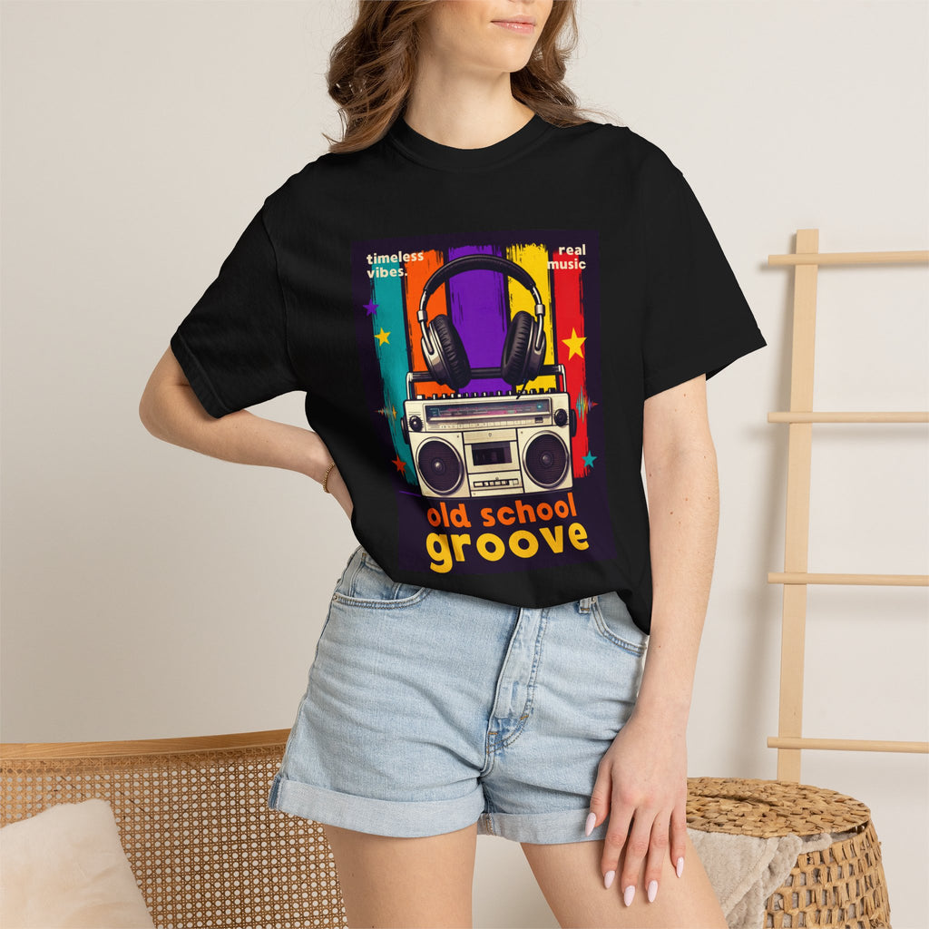 Old School Groove T-Shirt — Retro Boombox & Headphones Vintage Music Tee 80s 90s nostalgia