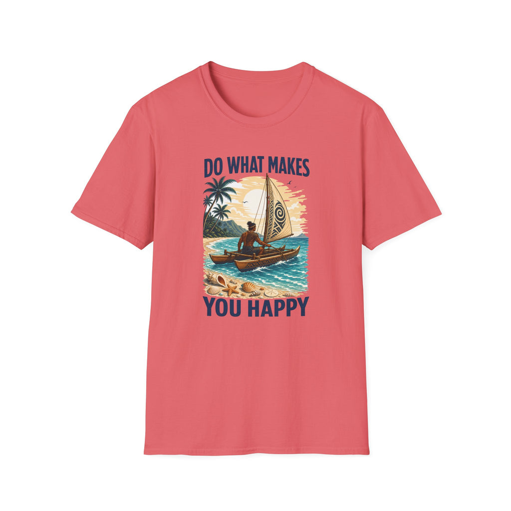 T-Shirt — "Do What Makes You Happy" Catamaran Sailboat Tropical Graphic Tee