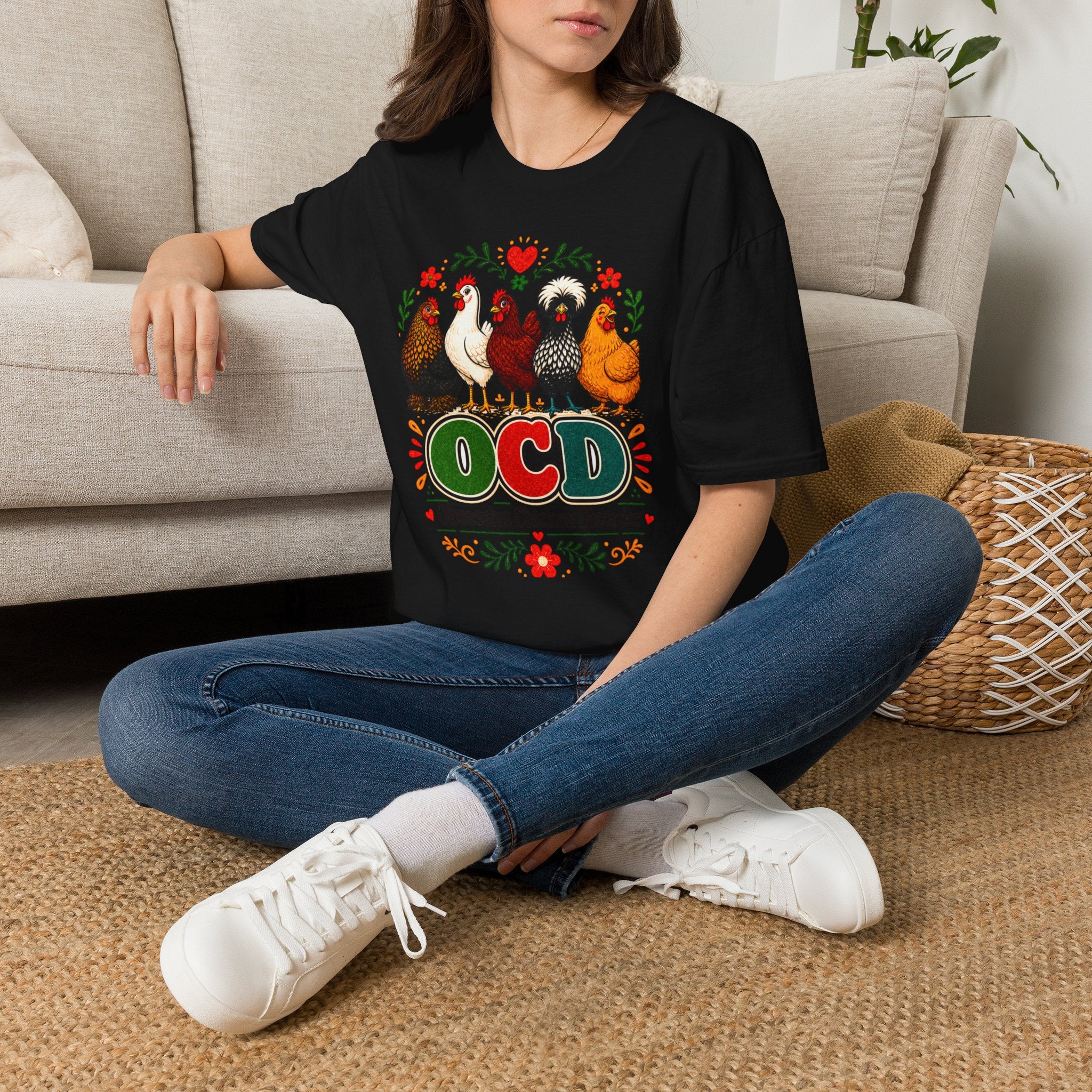 Chicken Lover T‑Shirt — 'OCD Obsessive Chicken Disorder' Cute Farm Hen Graphic Tee